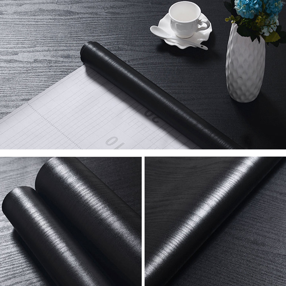 TEMU Black Wallpaper Wood 60cmx100cm Peel And Stick Wallpaper Self Adhesive Black Wood Grain Paper Sticky Back Plastic Waterproof Vinyl Film For
