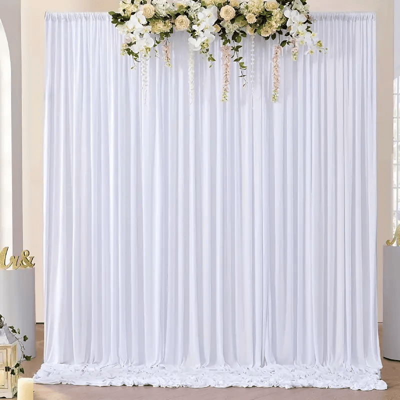 Image of 6x3m Wrinkle Backdrop Curtain For Wedding Parties, Polyester Photo Backdrop Drapes For Baby Shower Birthday Party Backdrop Stand, Bulk Thick Background Curtains