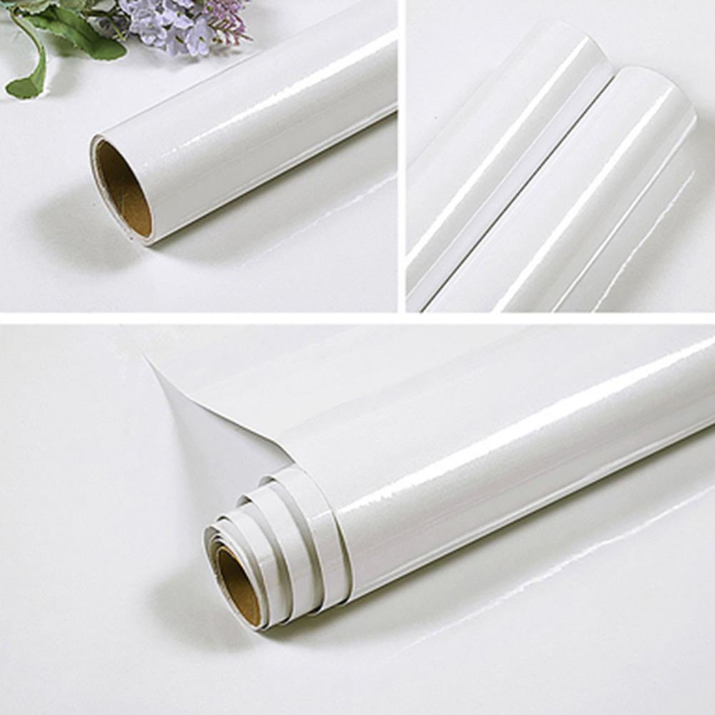 TEMU Sticky Back Plastic White Vinyl Wrap 61x500cm /61x1000cm Self Adhesive Peel And Stick Wallpaper Waterproof Glossy Film Roll For Kitchen Cupboard