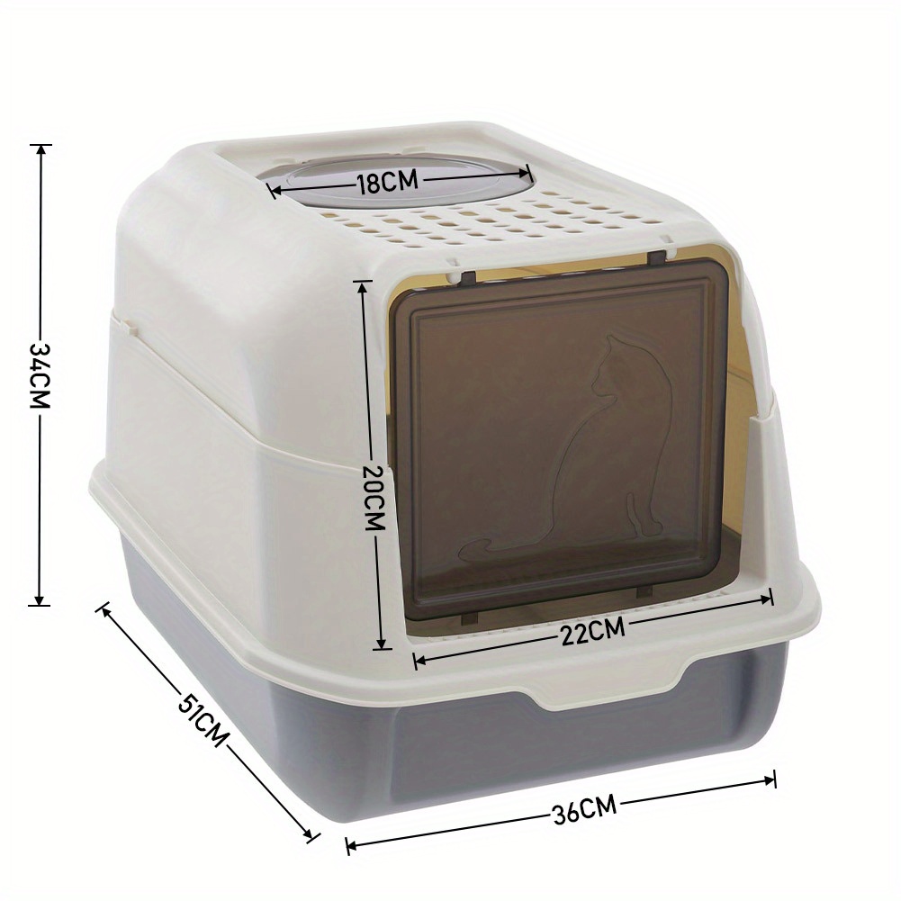 TEMU Large Cat Litter Box Litter Tray, Large Cat Litter Tray With Scoop, Cat Litter Box With Lid & Filter Pedal, Anti-spillage, High Sided Cat Litter