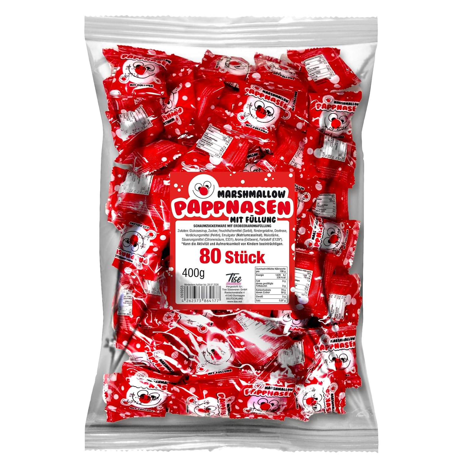These Sweets Marshmallow Nose With Filling 80pcs (400g) Throwing Material For Carnival/fasching