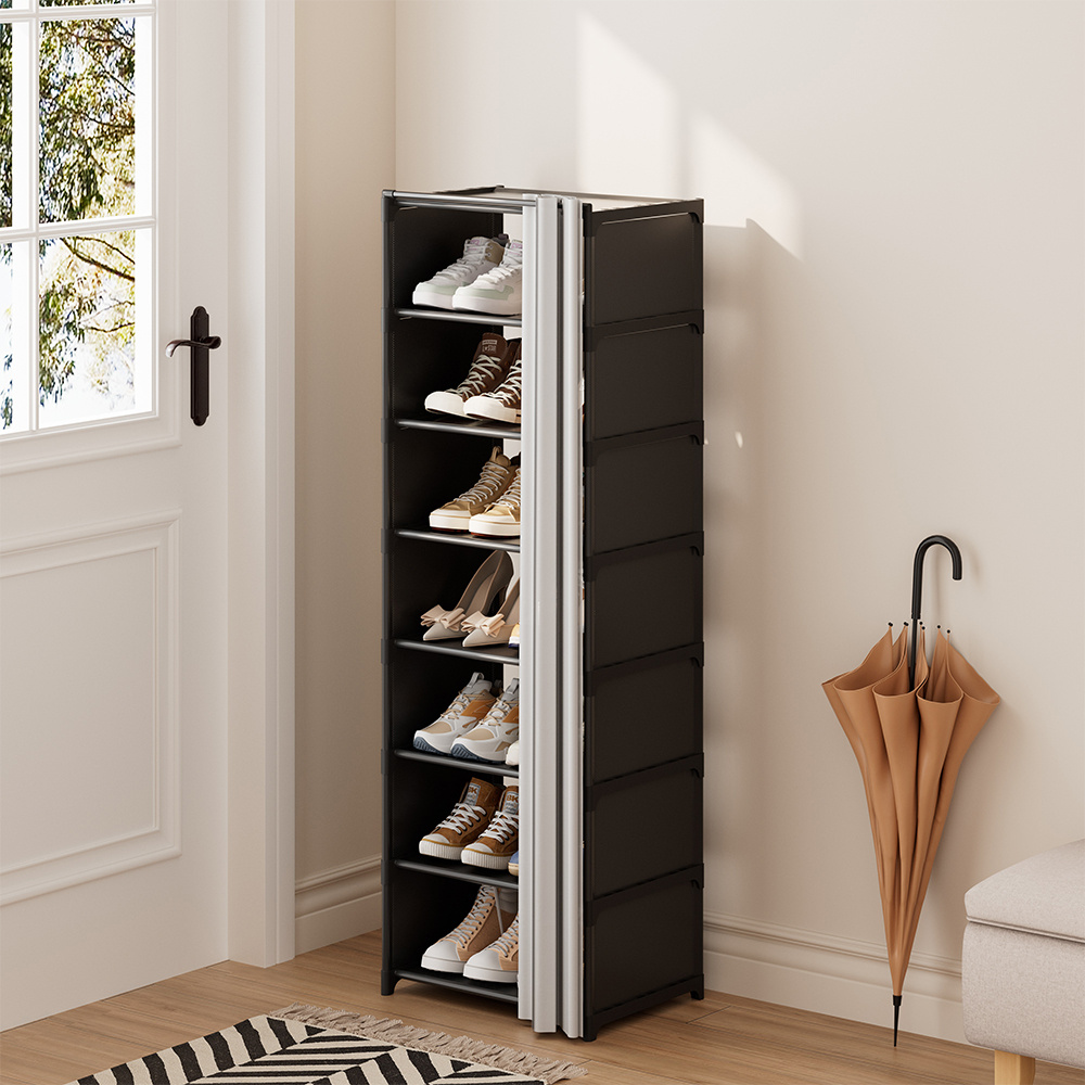 TEMU 1pc 8-layer Shoe Rack With Pull Curtain, Simple Shoe Cabinet In Of The Home, Dustproof And Durable Shoe Storage Cabinet, Space-saving Shoe