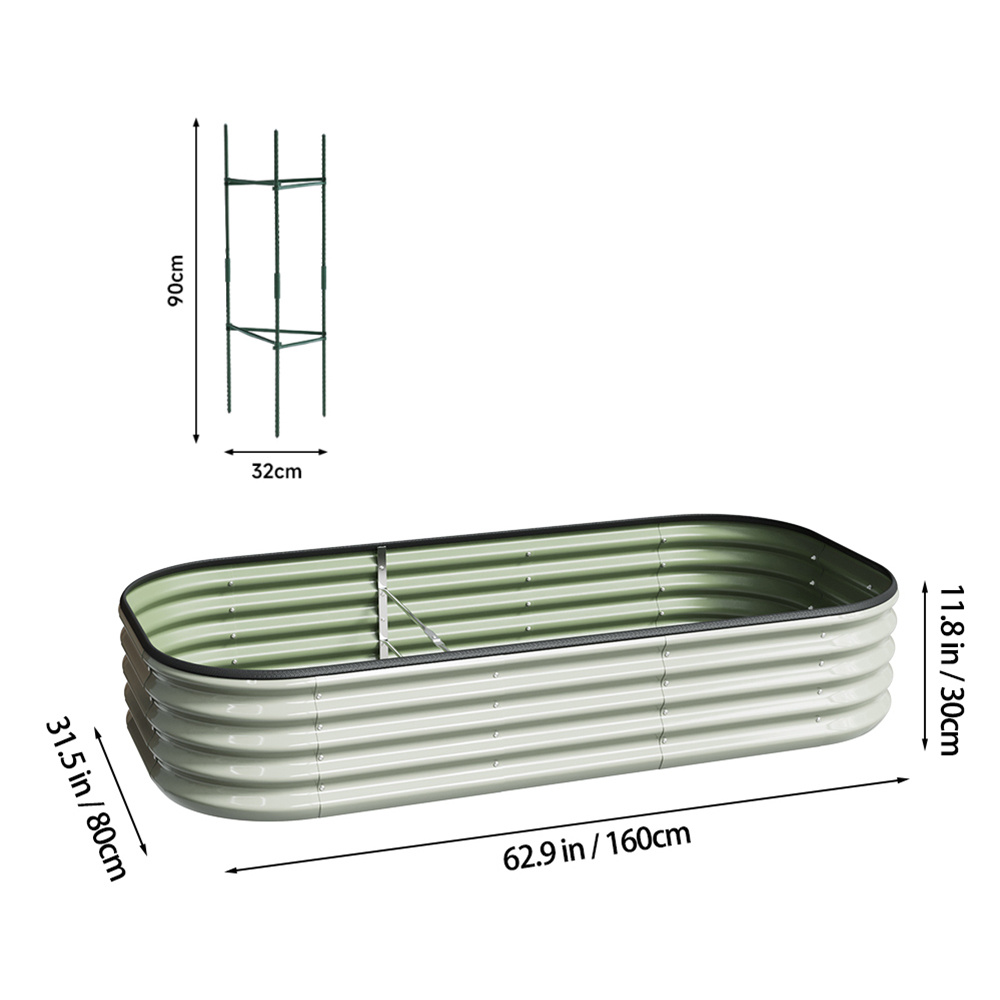 TEMU Metal Raised Garden Bed, Oval Elevated Planter Box Kit With Open Bottom, Outdoor Vegetable Fruit Flower Growing Box, 2 Sizes 2 Colours