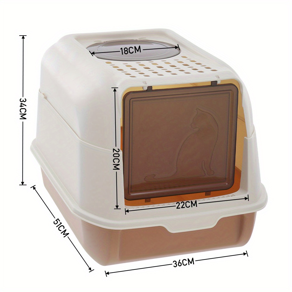 TEMU Large Cat Litter Box Litter Tray, Large Cat Litter Tray With Scoop, Cat Litter Box With Lid & Filter Pedal, Anti-spillage, High Sided Cat Litter