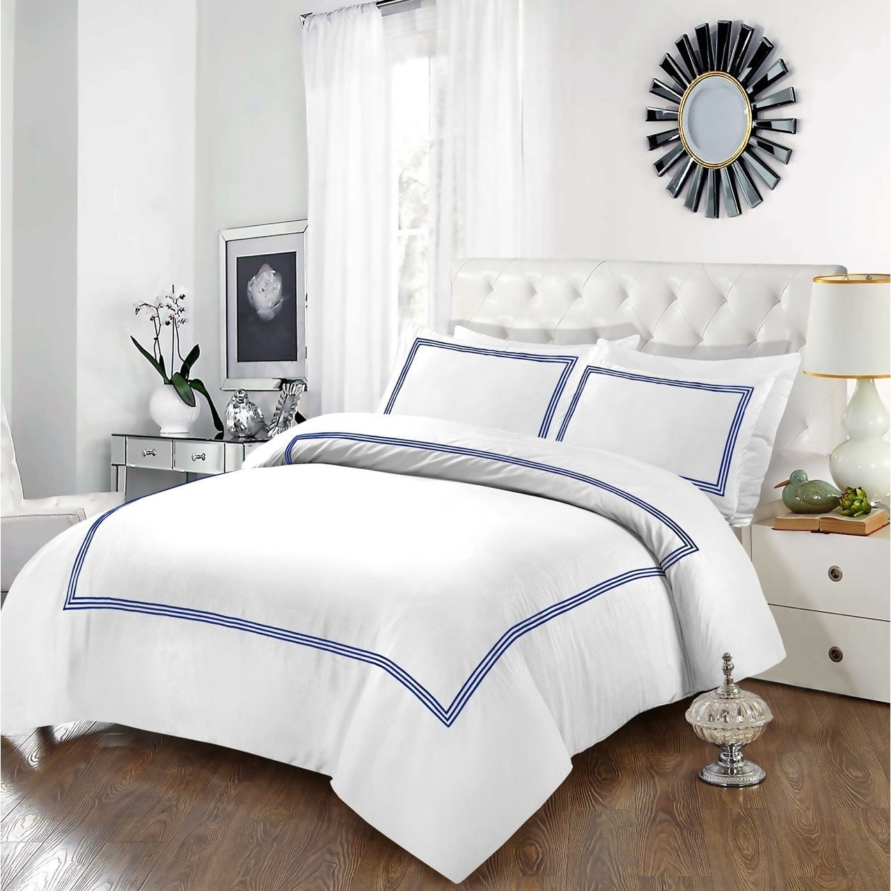 TEMU Embroided Baratta Duvet Cover Set With Matching Pillowcases - Brushed Microfibre – Chic & – & Machine Washable