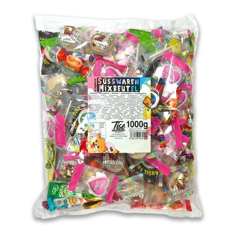 Image of Tise Confectionery 1000g Assorted Candy Bag, Colorful Mix - Party Favors/birthday/candy Bar/school Goodie Bag - Each Piece Individually Wrapped
