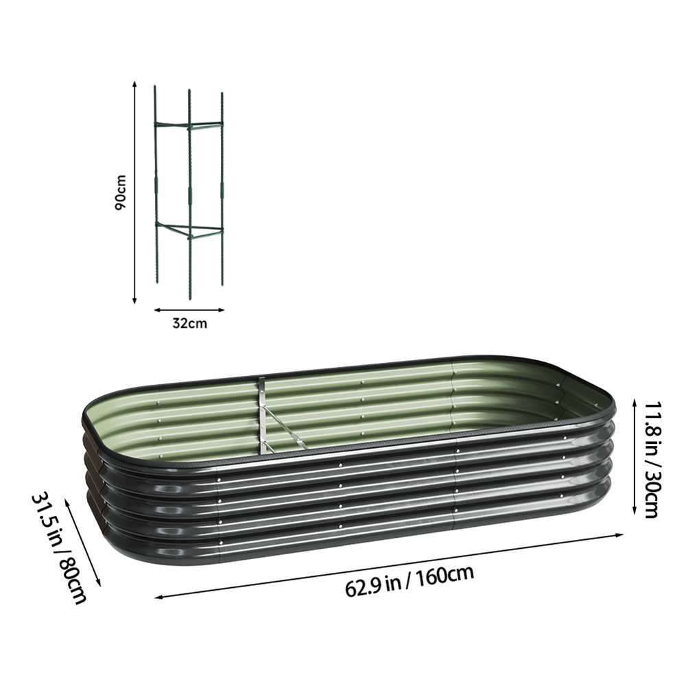 TEMU Metal Raised Garden Bed, Oval Elevated Planter Box Kit With Open Bottom, Outdoor Vegetable Fruit Flower Growing Box, 2 Sizes 2 Colours