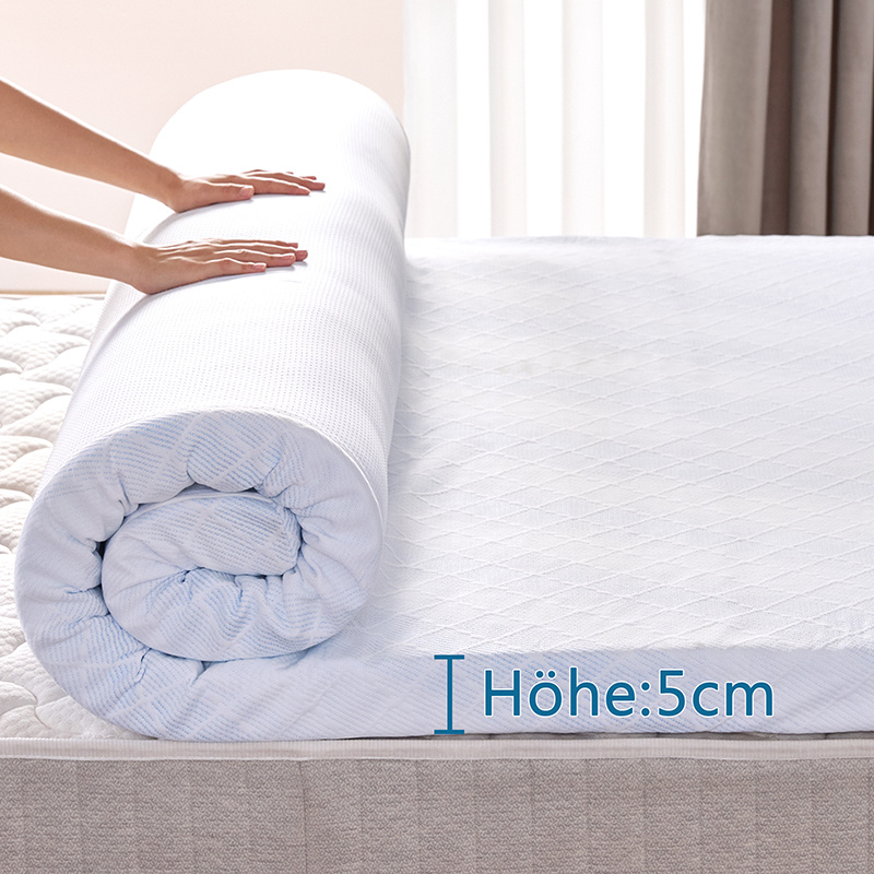 E-shop Topper Gel-Memory-Schaum, 5--Druckentlastung, 90/120/140/160/180x200 cm, 5 cm hoch, Gel Topper, rutschfest, abnehmbarer Bezug, für Boxspringbett