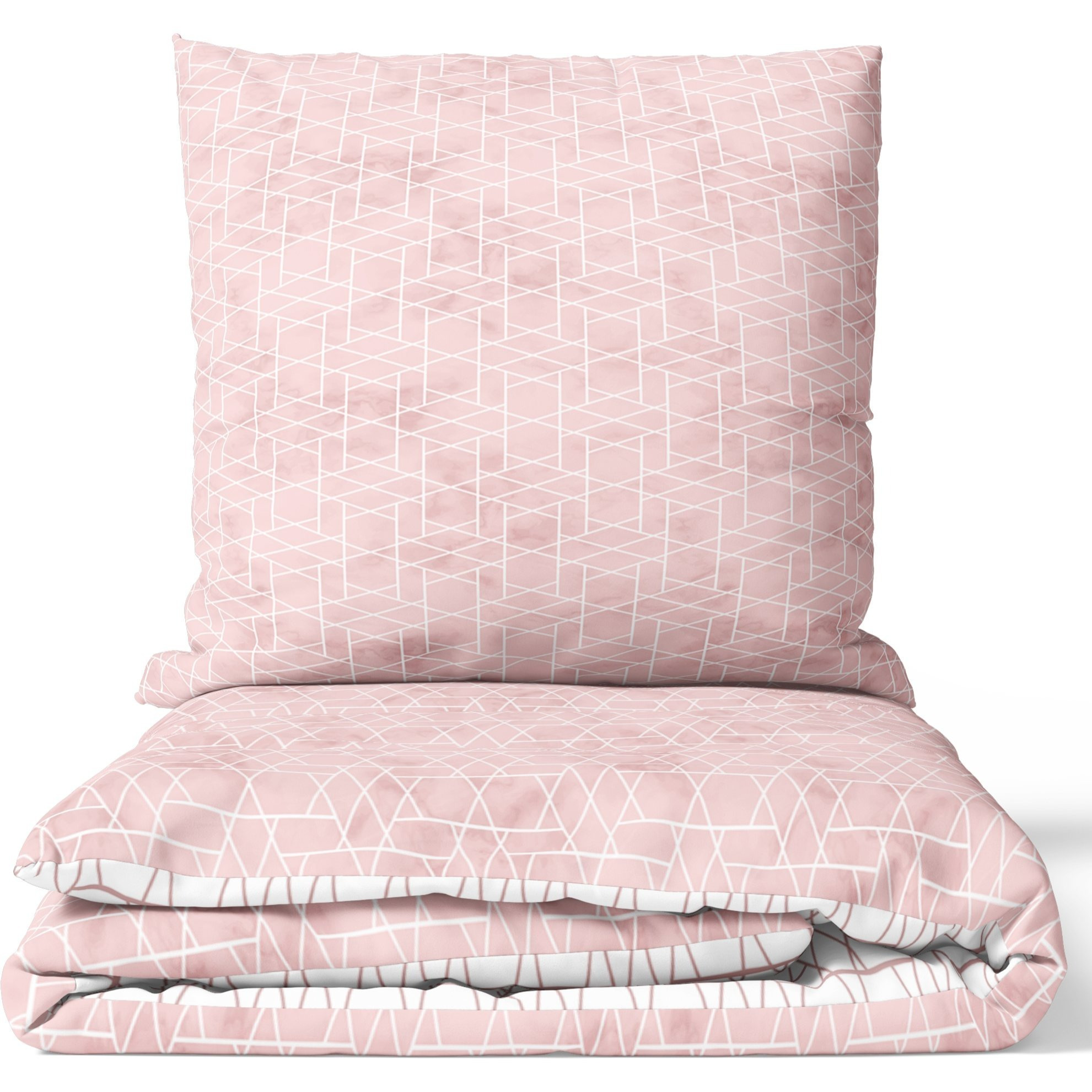Bed Linen Cotton Diamond Pattern Set Pink White Modern Pillowcase 80x80 Cm With Zipper