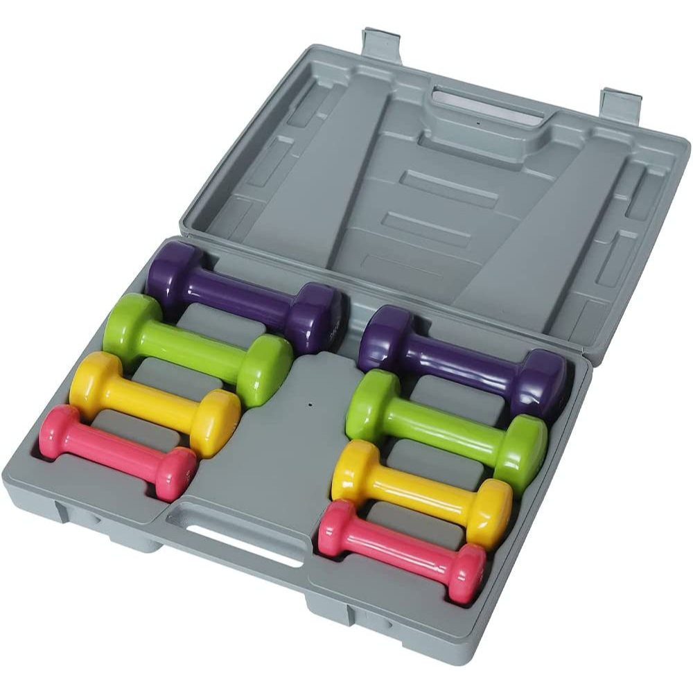 TEMU BAKAJI 8-delige halterset voor de sportschool met draagtas (2x0,5kg + 2x1kg + 2x1,5kg + 2x2kg), met schuimrubber gecoate fitnesshalters,