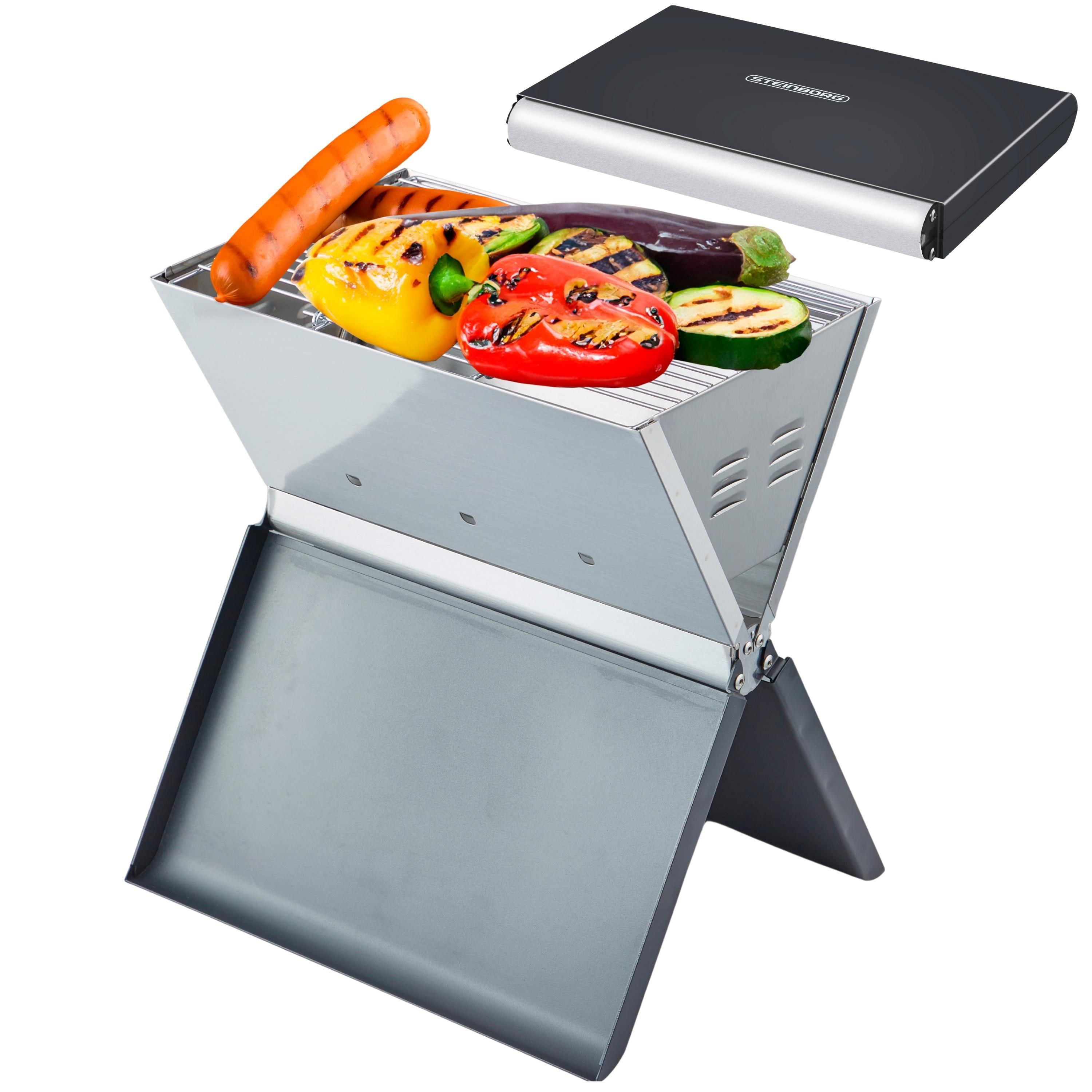 Folding Grill | Laptop Grill | Camping Grill | Lightning Fast Setup | Heat Resistant Frame | Black