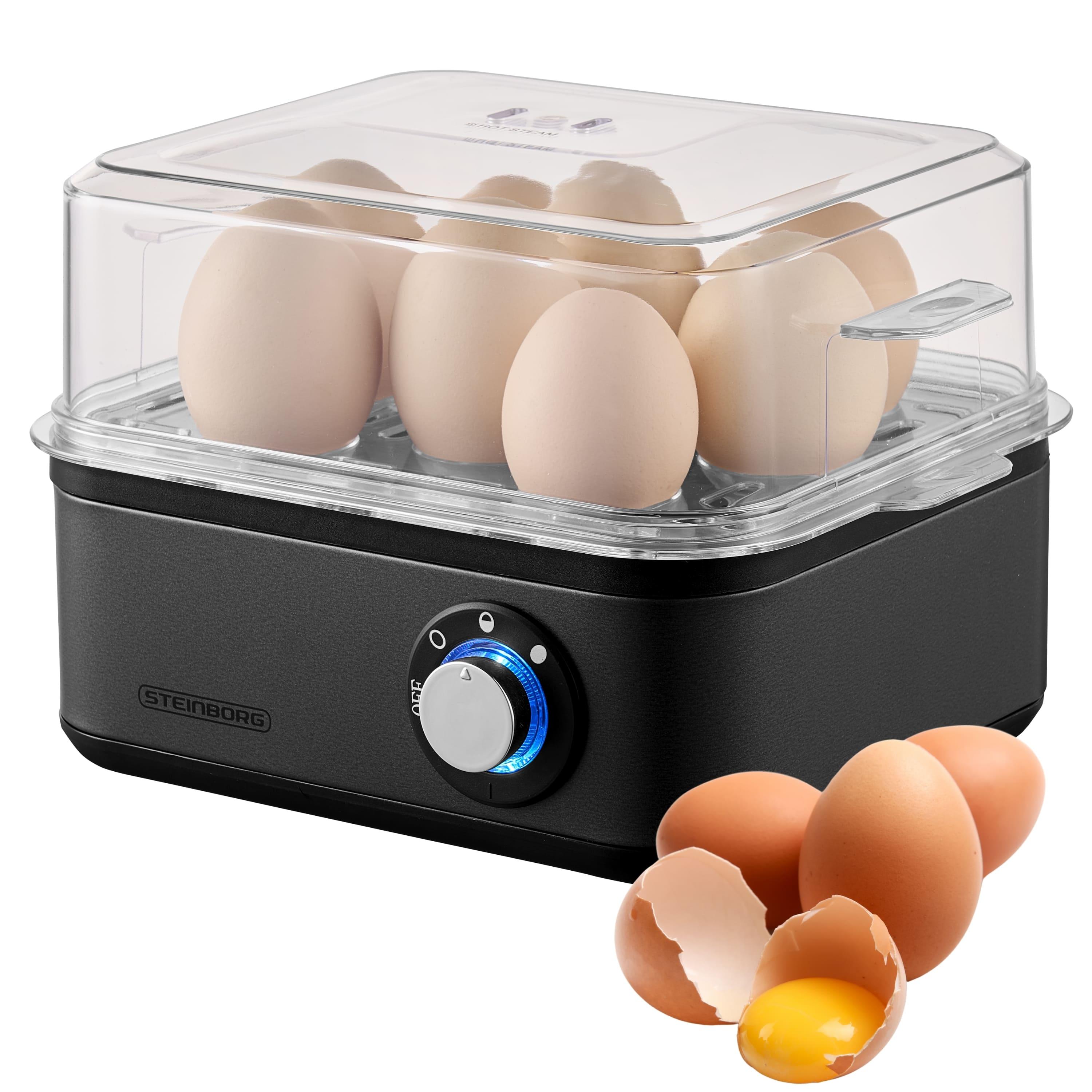 Image of Egg Cooker Stainless Steel For 1 To 8 Eggs Steam Release 500 W Rotary Switch For 3 Hardness Levels Dishwasher Safe Indicator Light Egg Cooker