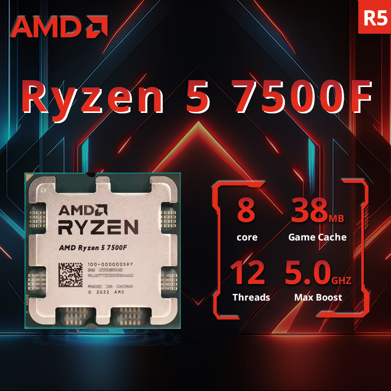   5 7500F Processor, Bulk, 5GHz 6-Core 12-Thread 38MB Desktop Processor Socket AM5 CPU Gaming Processo