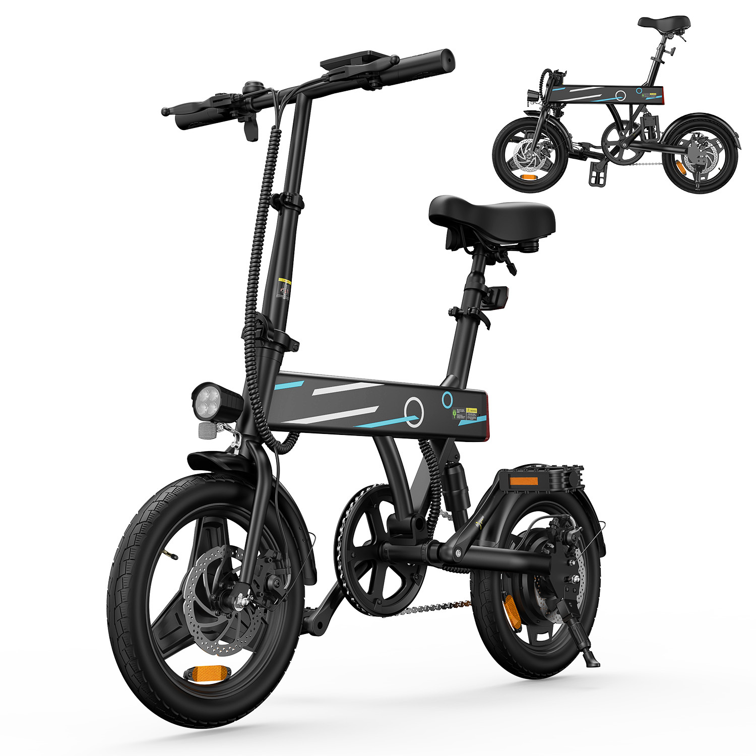 iScooter EB1 elektrische fiets 250W 7.8Ah elektrische fiets 40km max bereik 25km/u snelheid 14 inch opvouwbare elektrische fiets