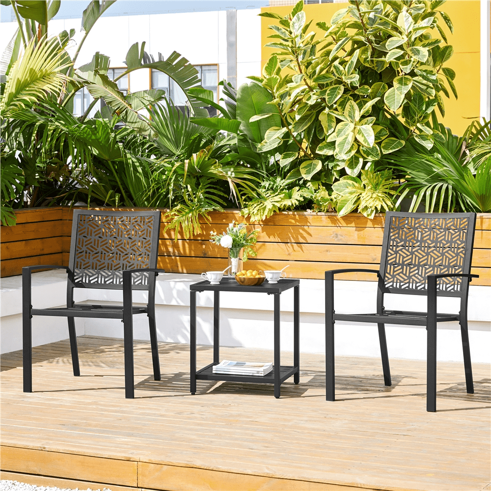 Costoffs Metal Dining Chair Set, Outdoor Kitchen Chair, Garden Chair, Stackable Armchair, Supports Up To 136 Kg