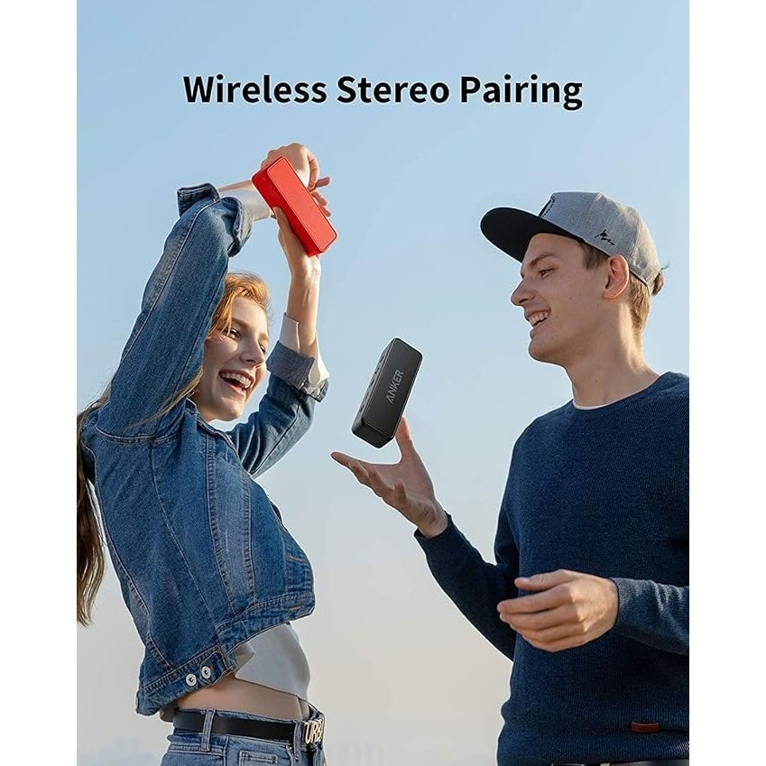 Enceinte Bluetooth Anker Soundcore 2, Basses Enormes avec Double Haut-Parleurs de Basses, Batterie 24H, IPX7 Amélioré, Enceinte Sans Fil (Rénovation Générale)