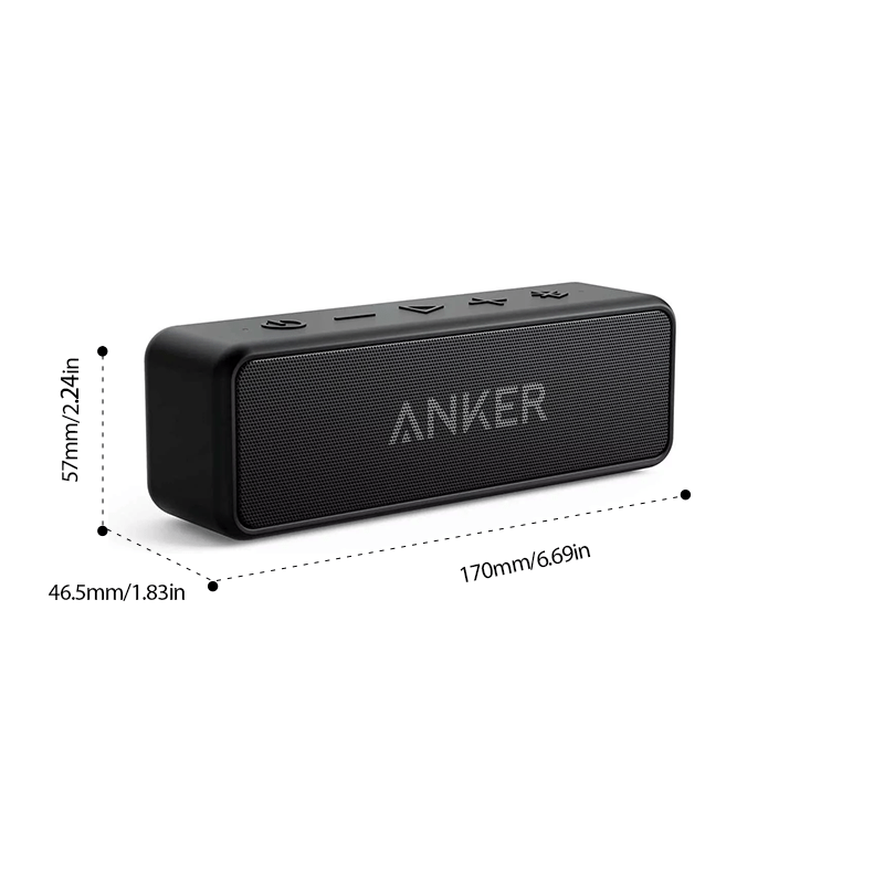 Enceinte Bluetooth Anker Soundcore 2, Basses Enormes avec Double Haut-Parleurs de Basses, Batterie 24H, IPX7 Amélioré, Enceinte Sans Fil (Rénovation Générale)