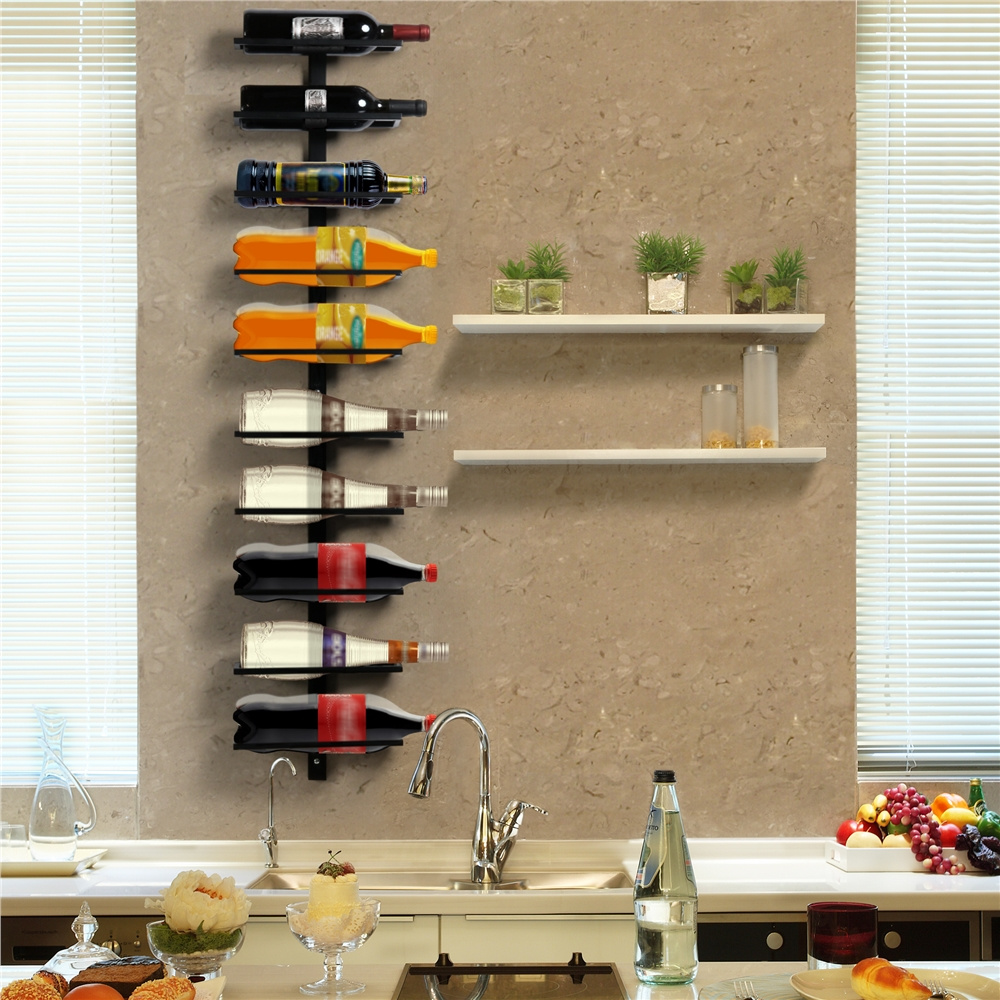Metal Wine Rack 10 Bottles Wall-mounted Beverage Rack For Wall Bottle Storage Rack Wine Cabinet Wall Mount