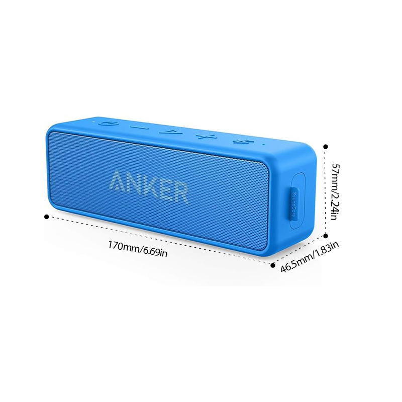 Enceinte Bluetooth Anker Soundcore 2, Basses Enormes avec Double Haut-Parleurs de Basses, Batterie 24H, IPX7 Amélioré, Enceinte Sans Fil (Rénovation Générale)