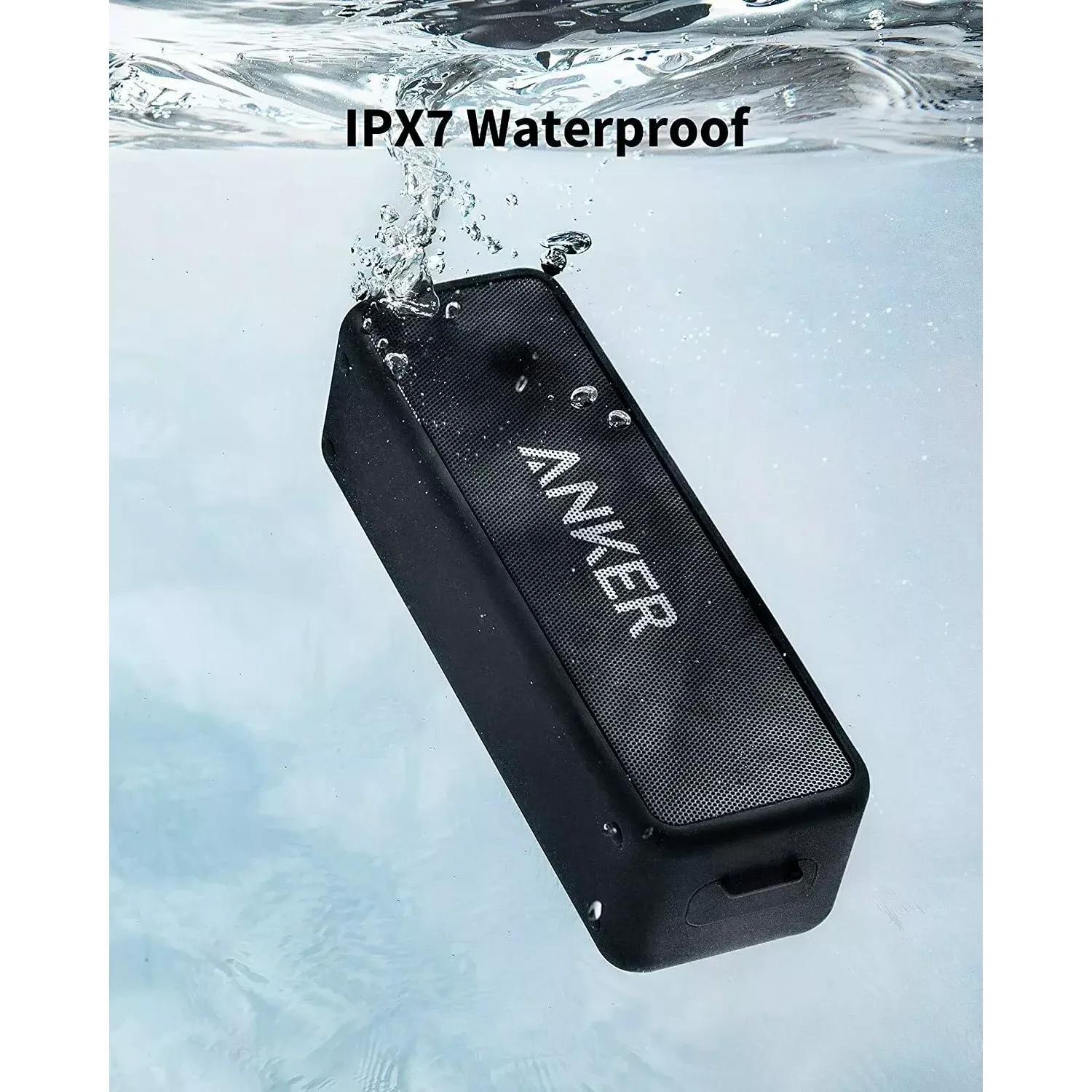 Enceinte Bluetooth Anker Soundcore 2, Basses Enormes avec Double Haut-Parleurs de Basses, Batterie 24H, IPX7 Amélioré, Enceinte Sans Fil (Rénovation Générale)