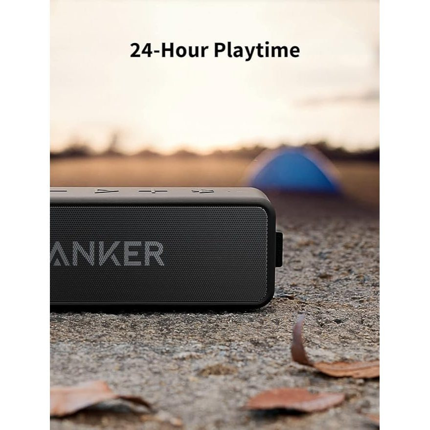 Enceinte Bluetooth Anker Soundcore 2, Basses Enormes avec Double Haut-Parleurs de Basses, Batterie 24H, IPX7 Amélioré, Enceinte Sans Fil (Rénovation Générale)