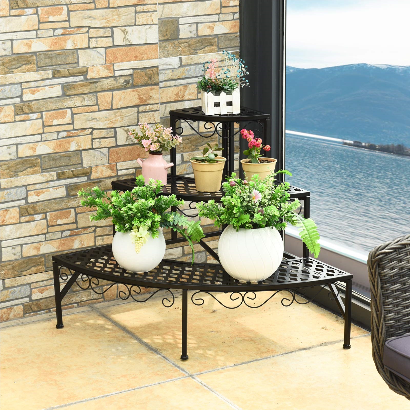 3-tier Metal Flower Ladder, Multifunctional Plant Stand, Display Shelf For Indoor & Outdoor, Plant Shelf Flower Shelf For Balcony