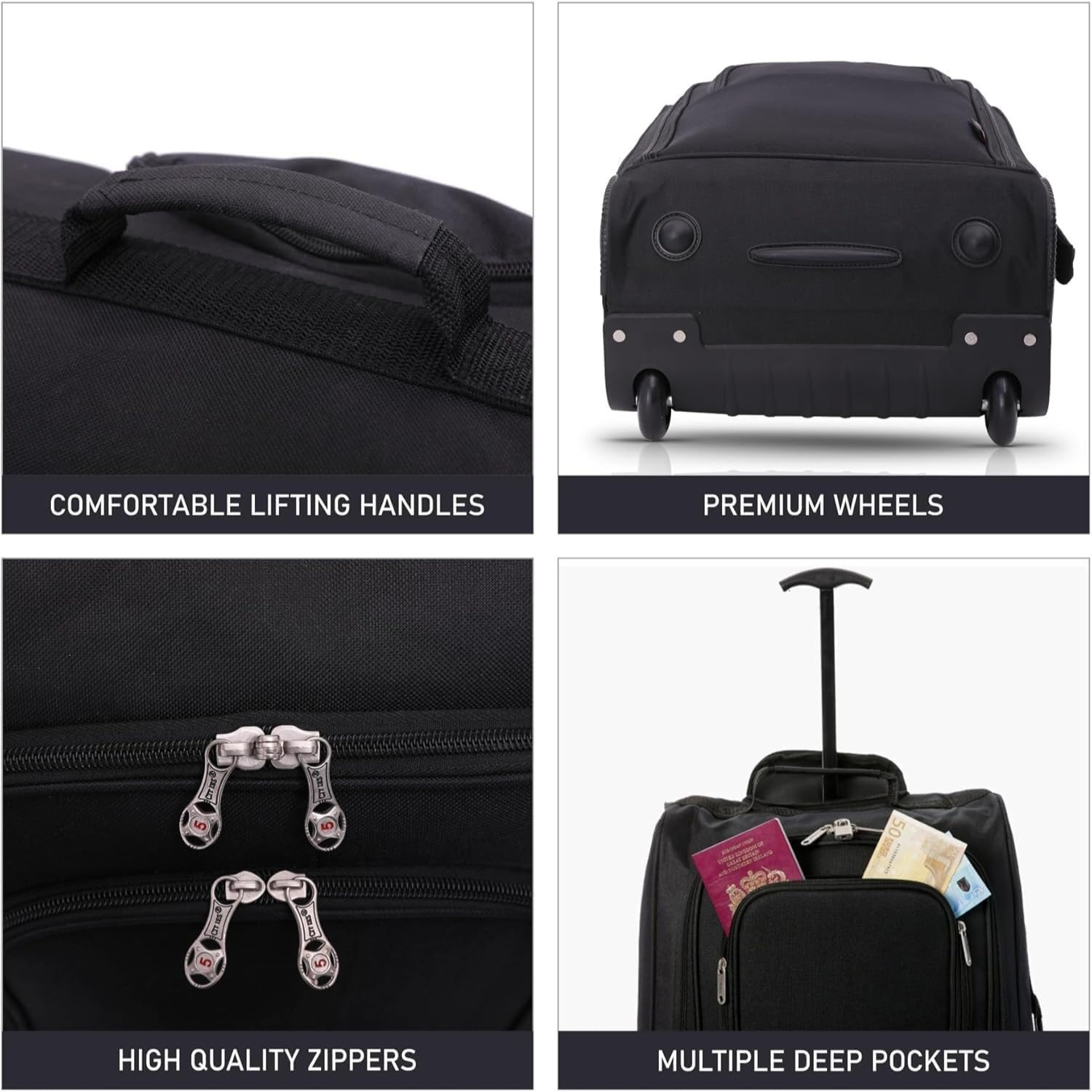 5 Cities 2pcs Cabin Luggage Set with Under Seat Flight Holdall