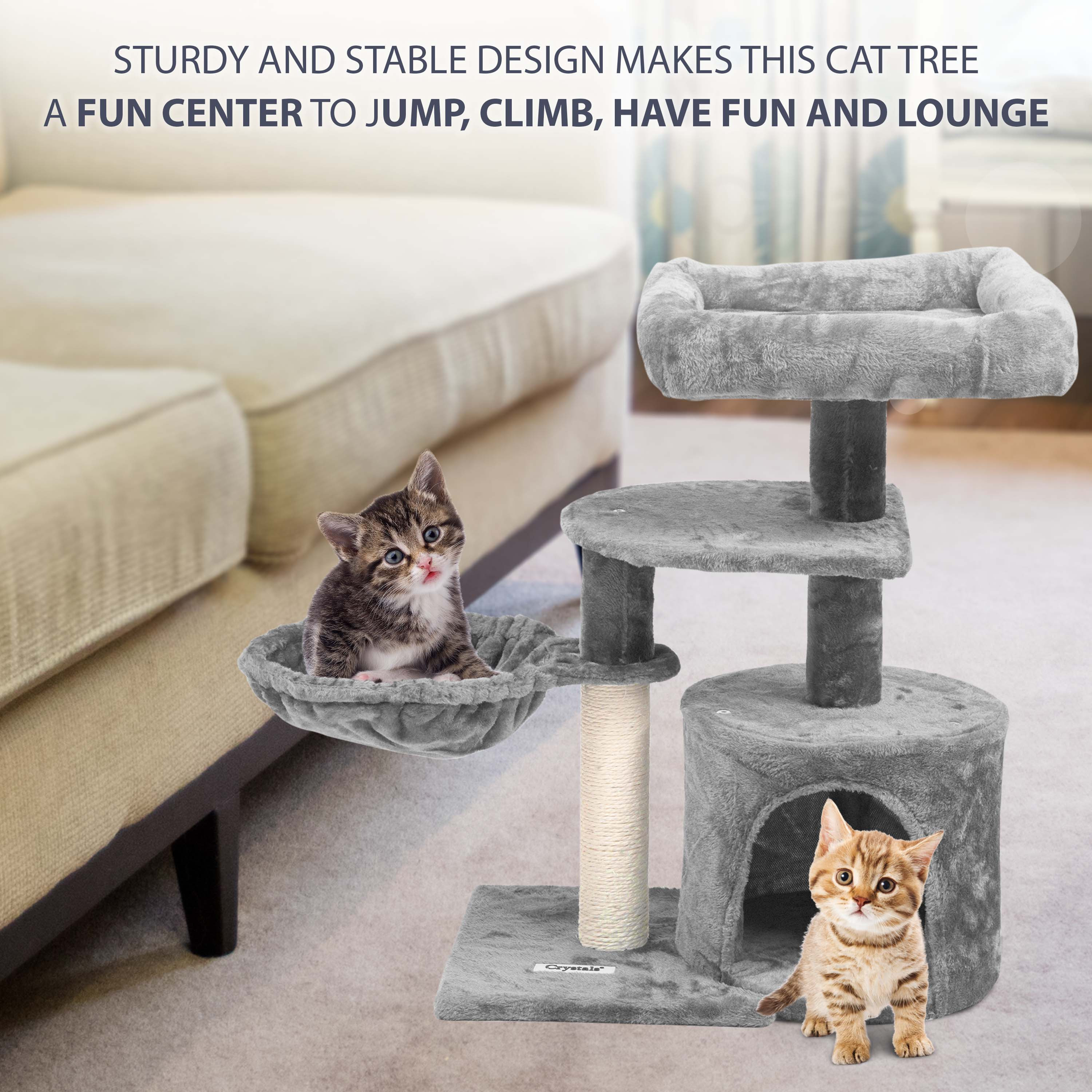 68cm Multi-Level Cat Tree Tower with Scratching Posts and Condos