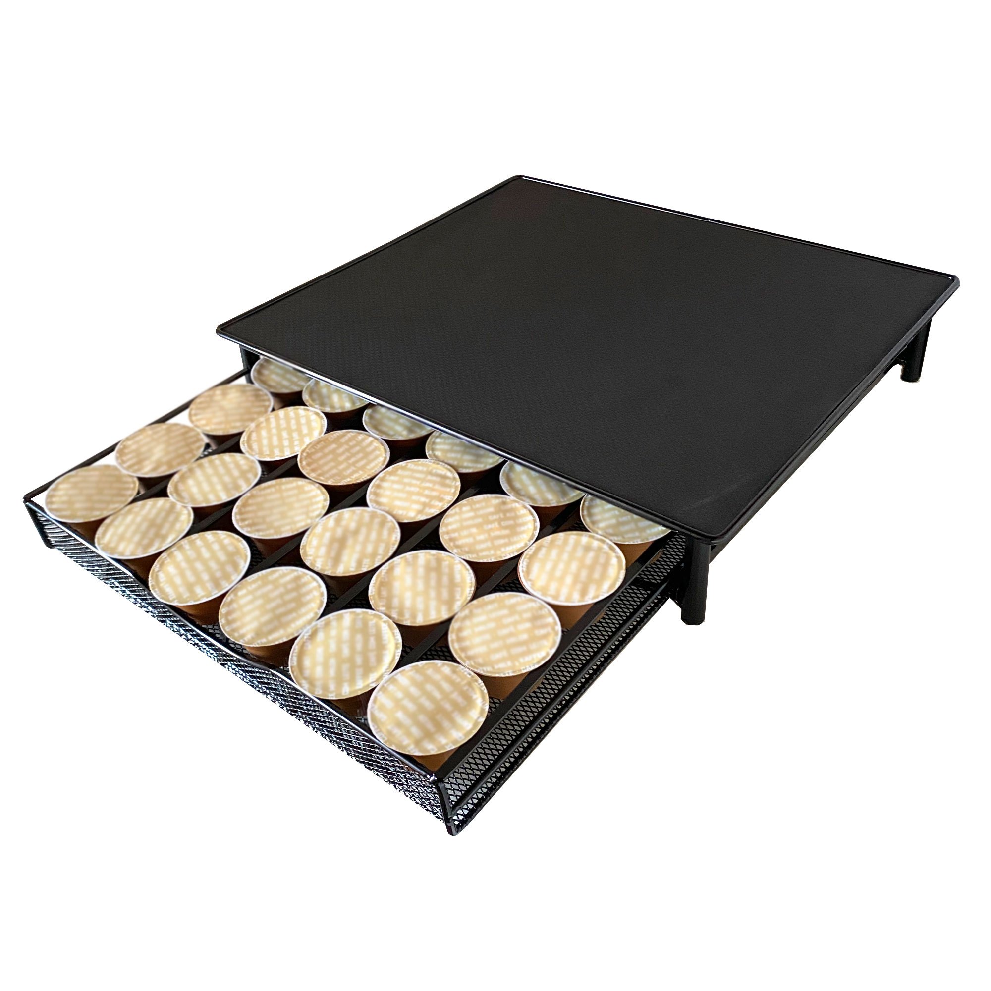 TEMU Soporte Organizador Cápsulas Café – Capacidad 36 Cápsulas – Compatible con Cápsulas Formato Estándar – Cubierta Metálica – Bandeja Mallada – de