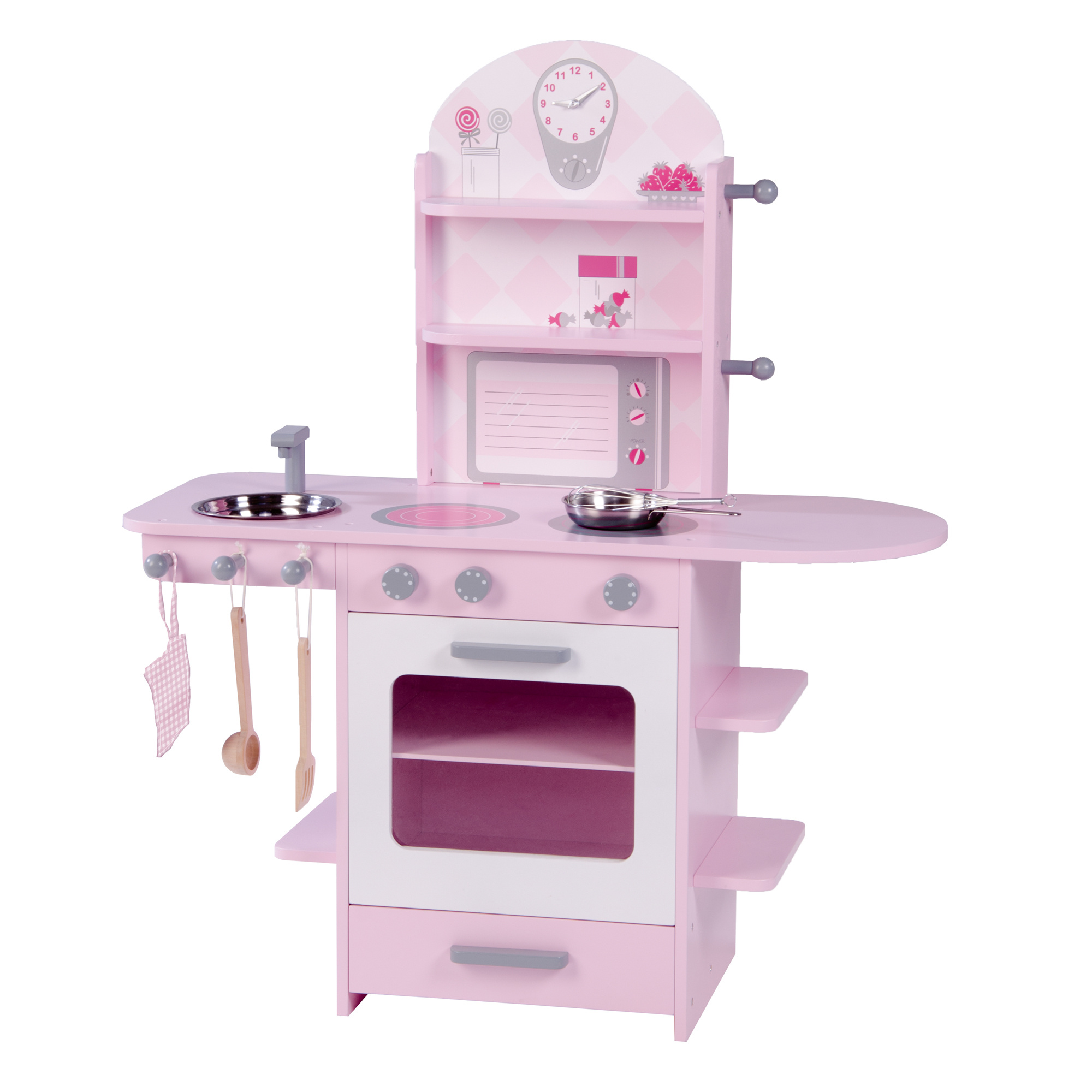 Roba Play Kitchen, Pink, Children's Kitchen With Stove, Sink, Faucet & Shelf . Accessories