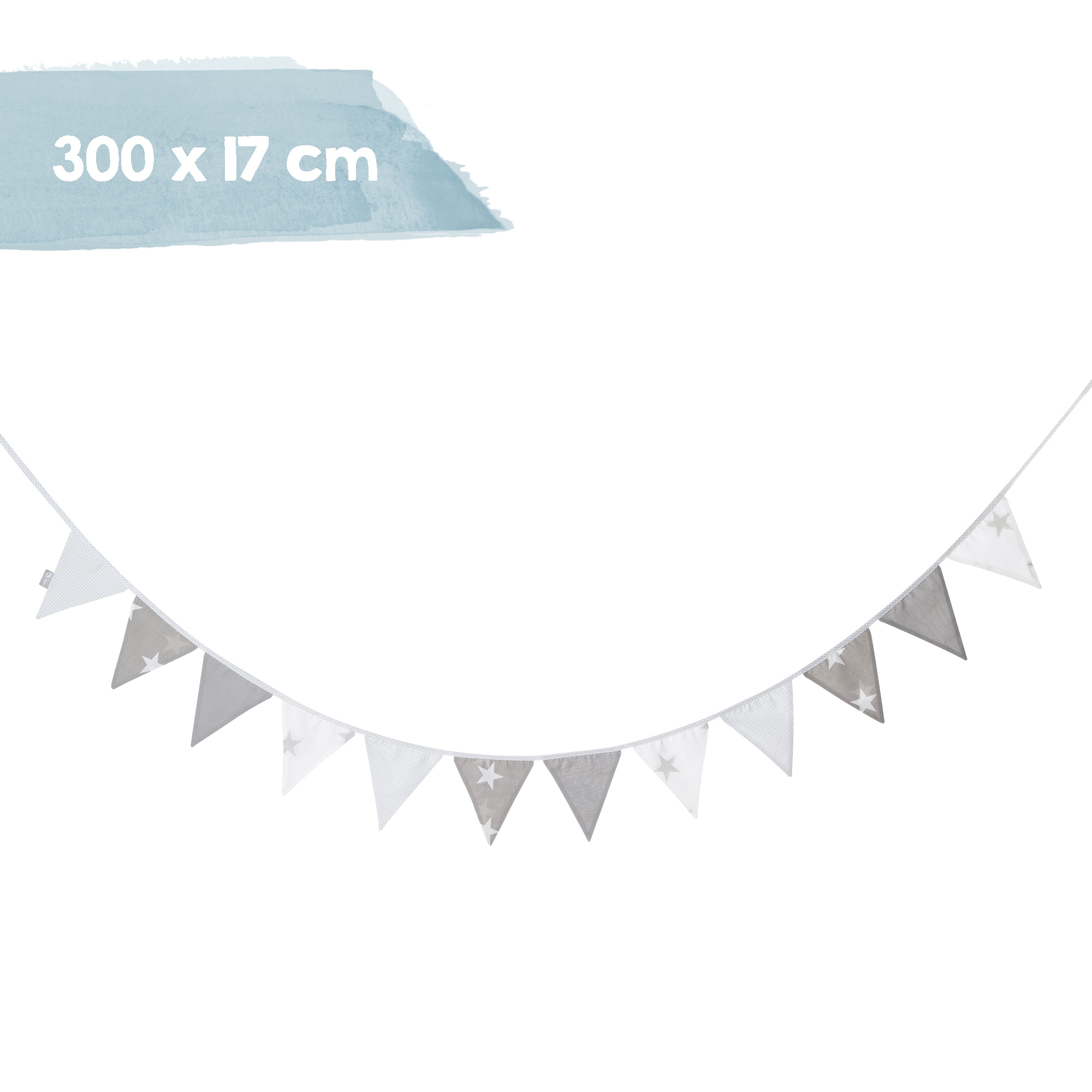 Bunting '', 12 Flags (2m), Chain Length , Baby & Children's Room Decoration Grey/white