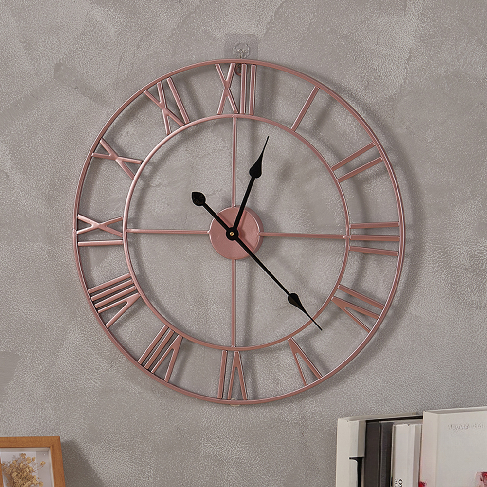 60cm large vintage wall clock with roman silent skeleton metal iron craft wall clock living room bedroom outdoor clock decor rose gold | Temu United Kingdom