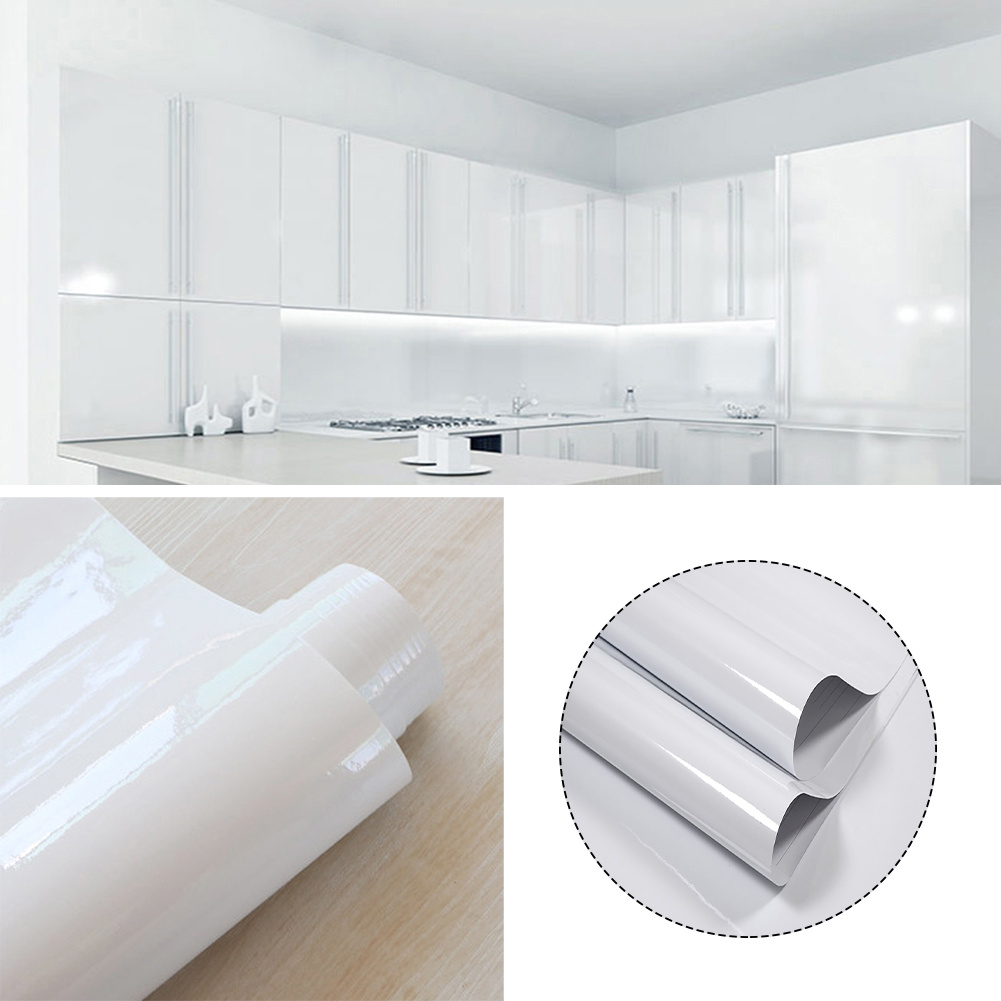 TEMU White High Gloss Vinyl Wrap For Furniture, Waterproof Sticky Back Plastic Roll Peel And Stick Self Adhesive Wallpaper, Contact Paper For Kitchen
