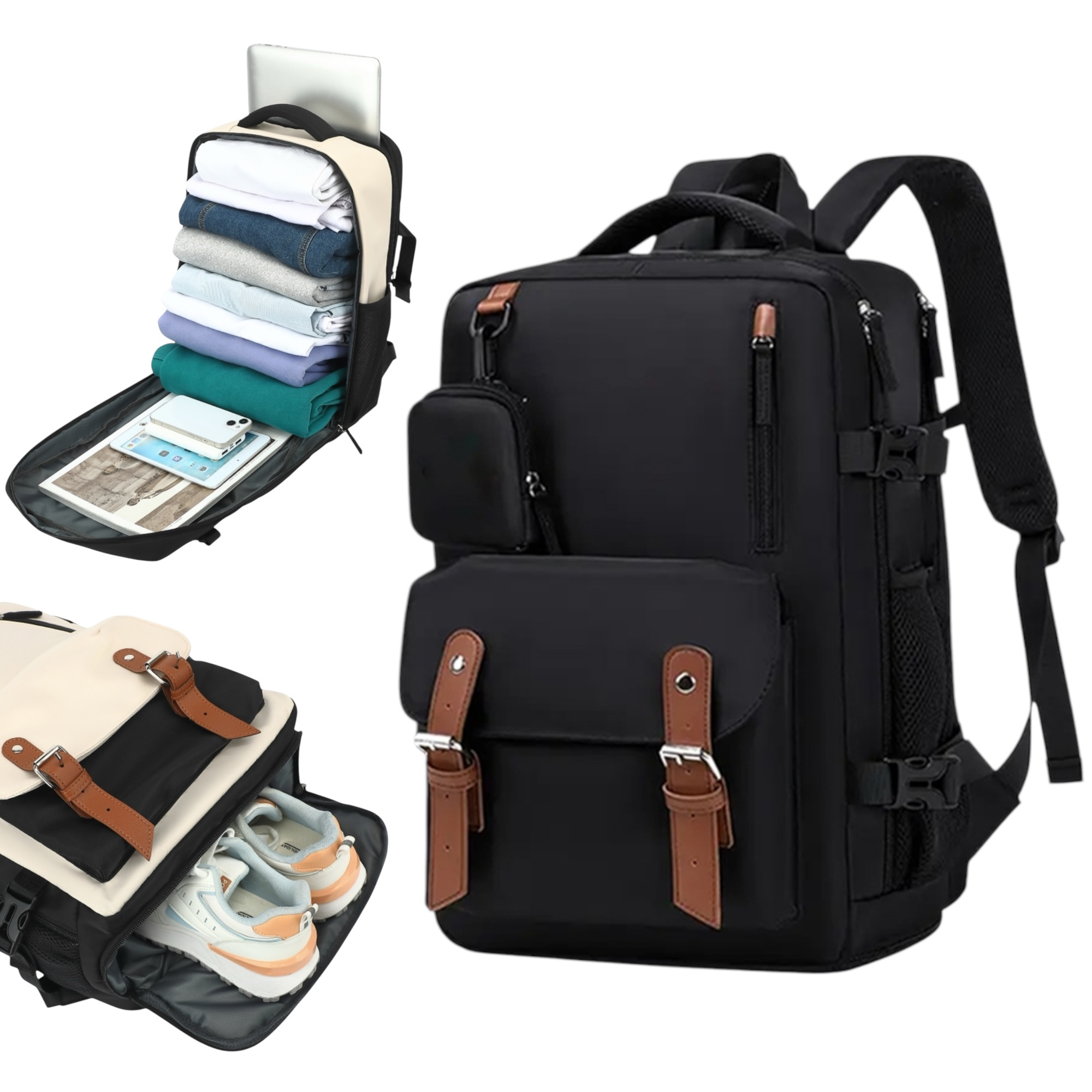 TEMU Mochila de Viaje para Cabina de Avion 43x30x18 para Barato, Equipaje de y Espaciosa con Compartimento para Zapatos y Multifuncional para Viajes