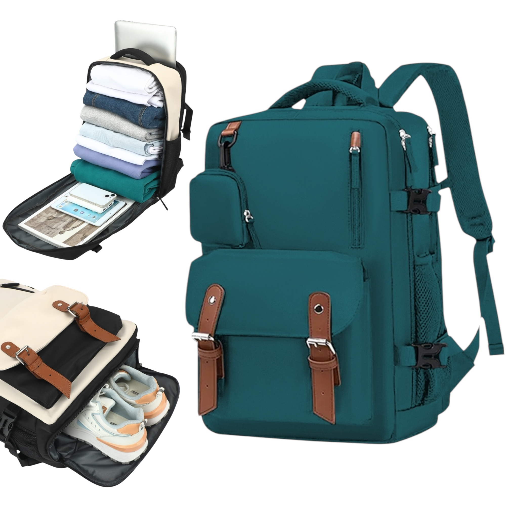 TEMU Mochila de Viaje para Cabina de Avion 43x30x18 para Barato, Equipaje de y Espaciosa con Compartimento para Zapatos y Multifuncional para Viajes
