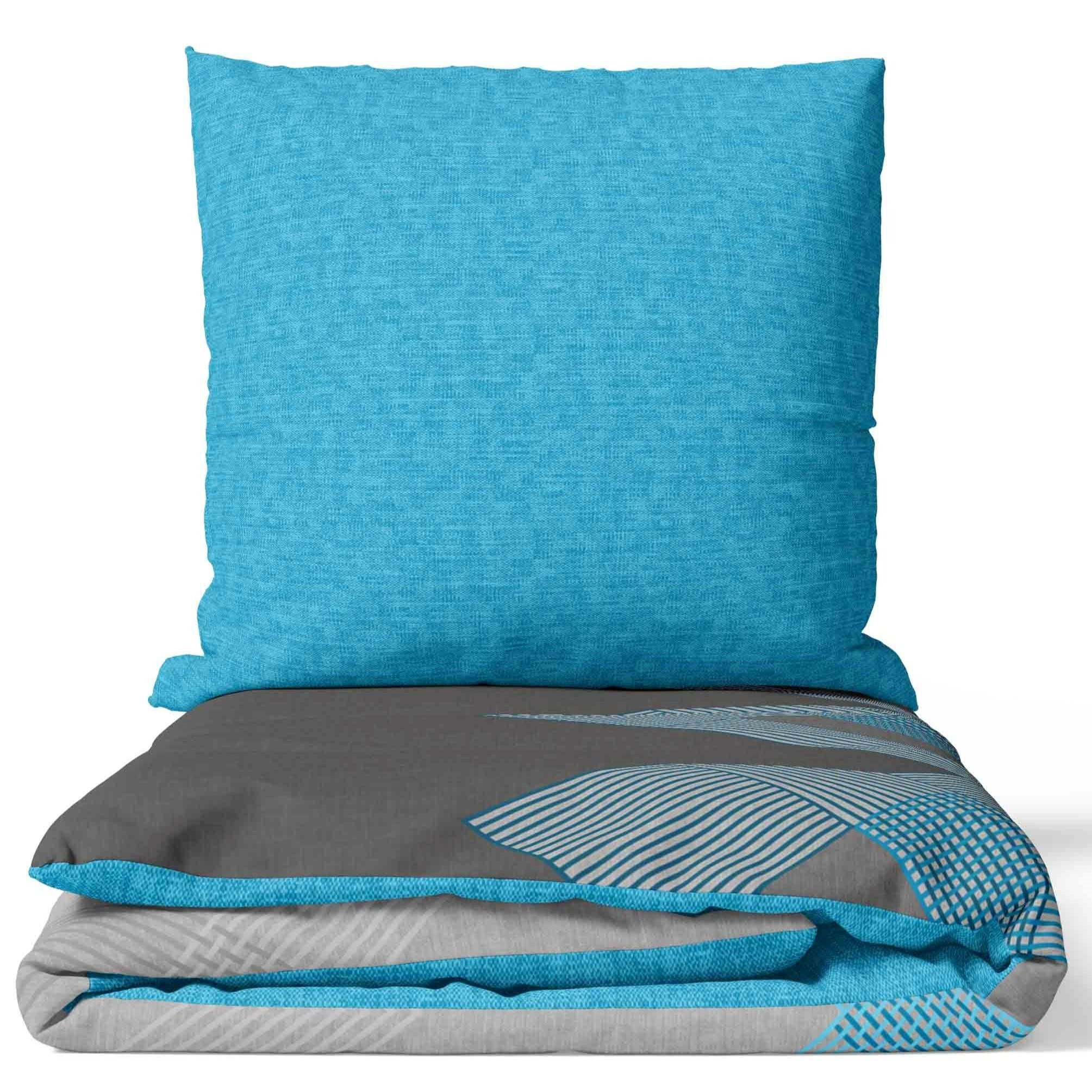 Bed Linengeometric Pattern Petrol Grey Mottled Modern Pillowcase 80x80 Cm With Zipper