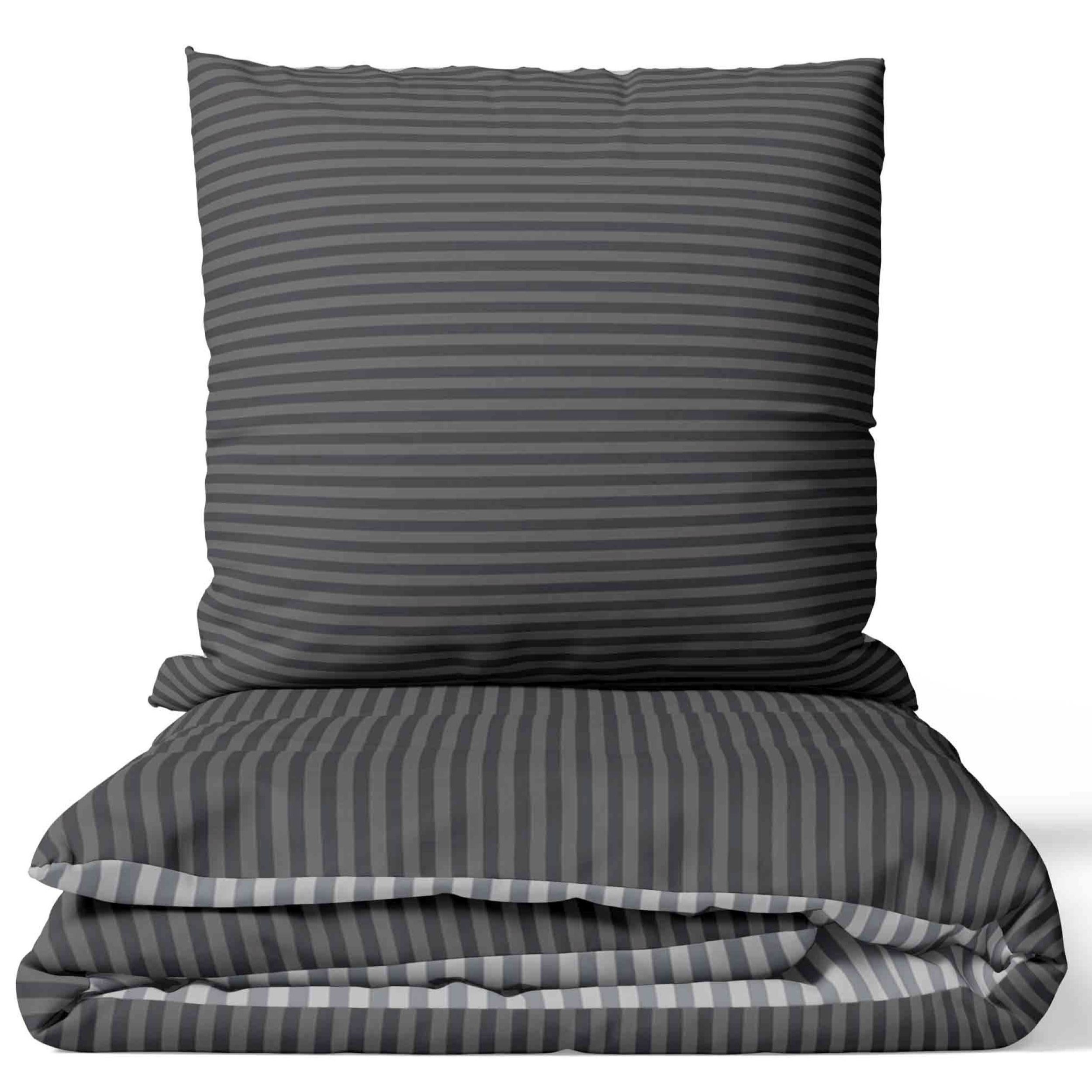 E-shop Bettwäsche Baumwolle Streifen Set Grau Rosa Petrol Lila Modern schlicht Kissenbezug 80x80 cm mit Reißverschluss