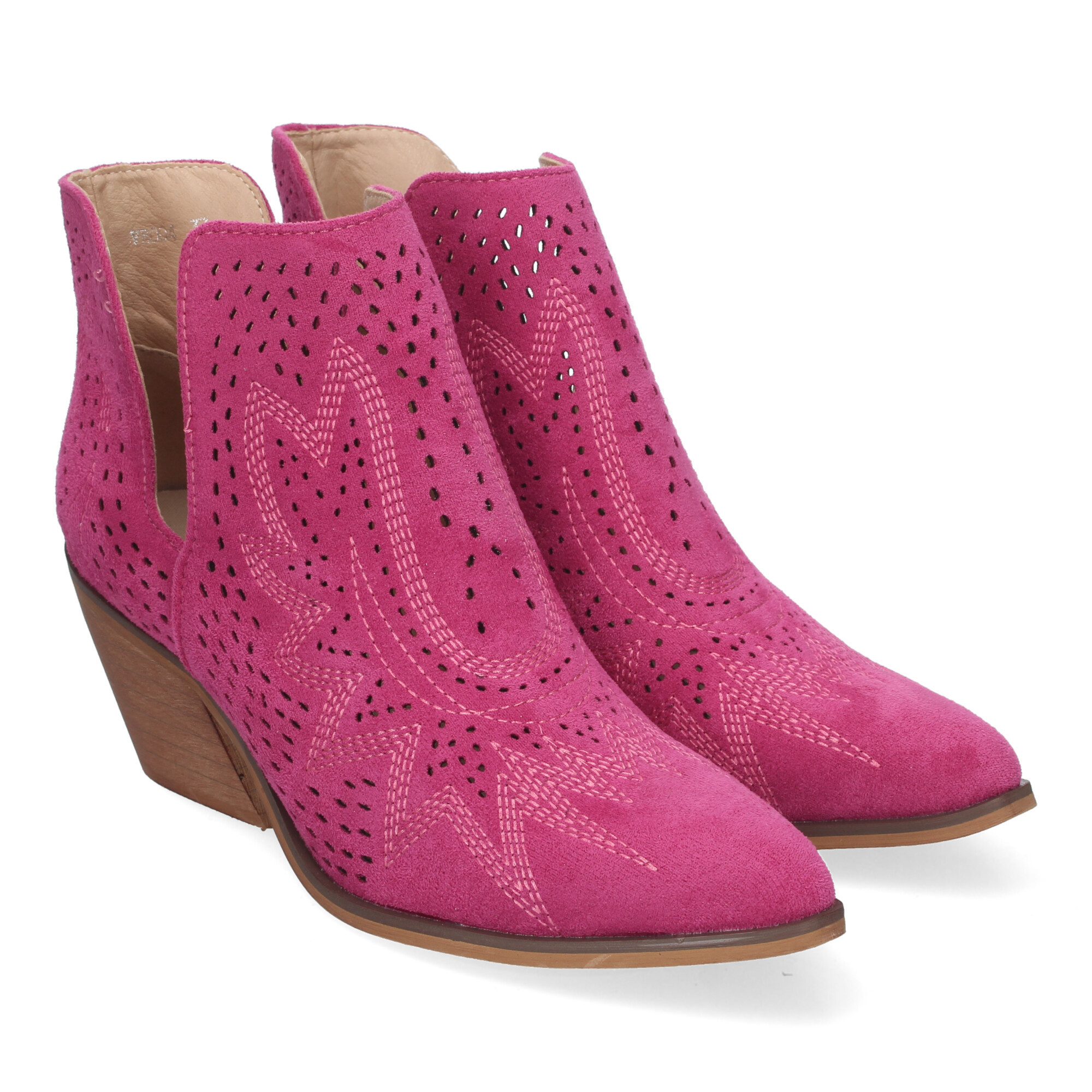 -style Heeled Boots For Women Spring Summer Elegant And Comfortable, Perforated Design With Pattern On , Perfect For Any Occasion.