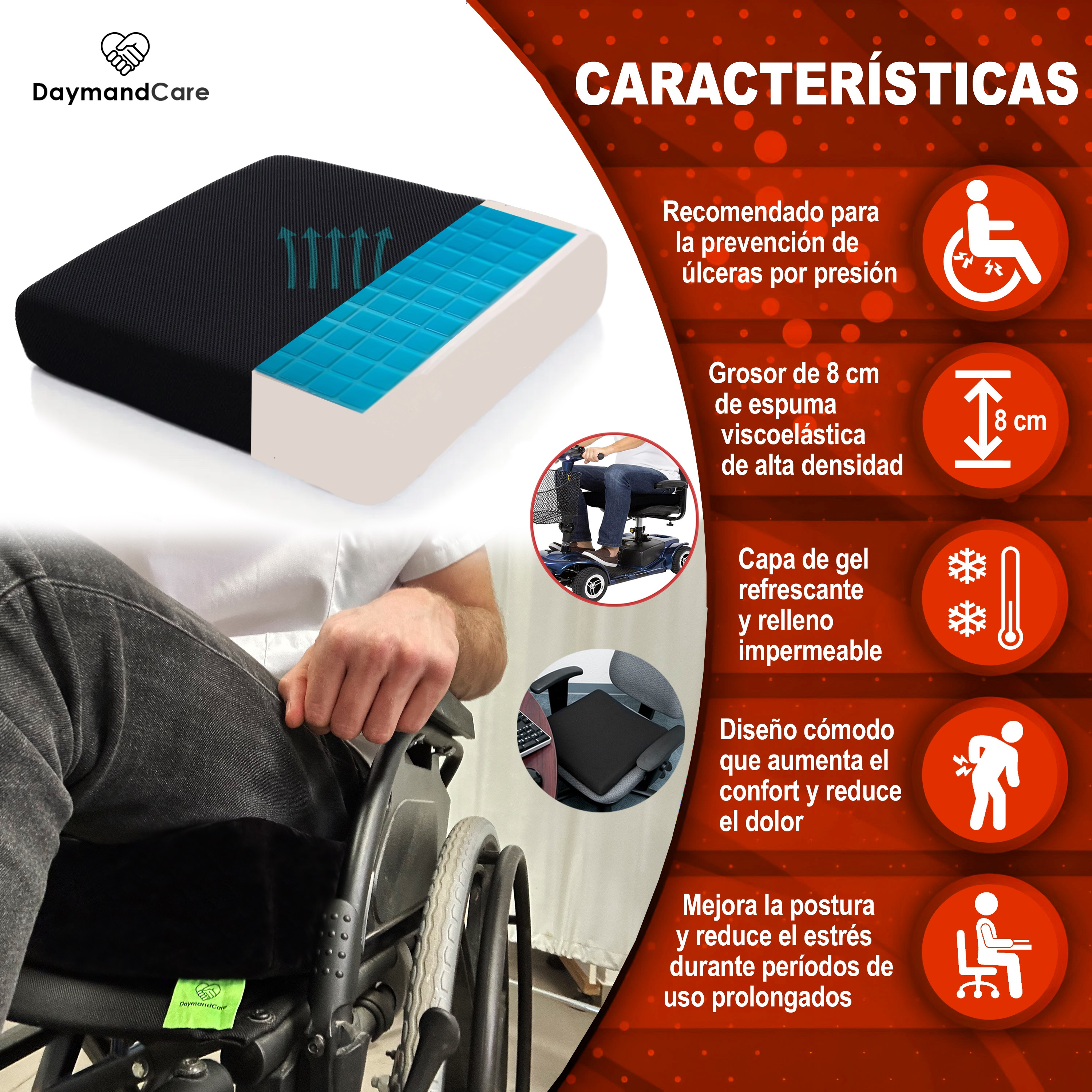 daymandcare wheelchair cushion gel   2 covers included office chair cushion coccyx