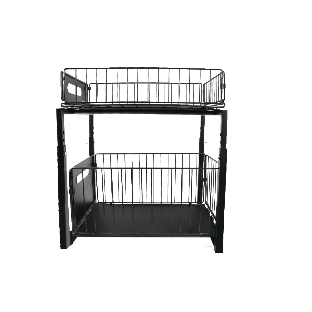 Double Layer Metal Pull-out Drawer Organizer Suitable for Kitchens, Bathrooms, and Offices