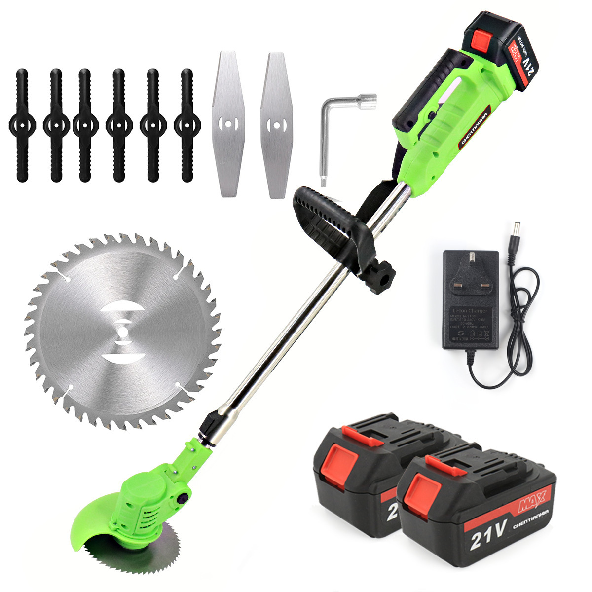 Machine ONLY 21V Cordless Electric Strimmer Grass Trimmer Weed Cutter Garden Edger +2 Battery