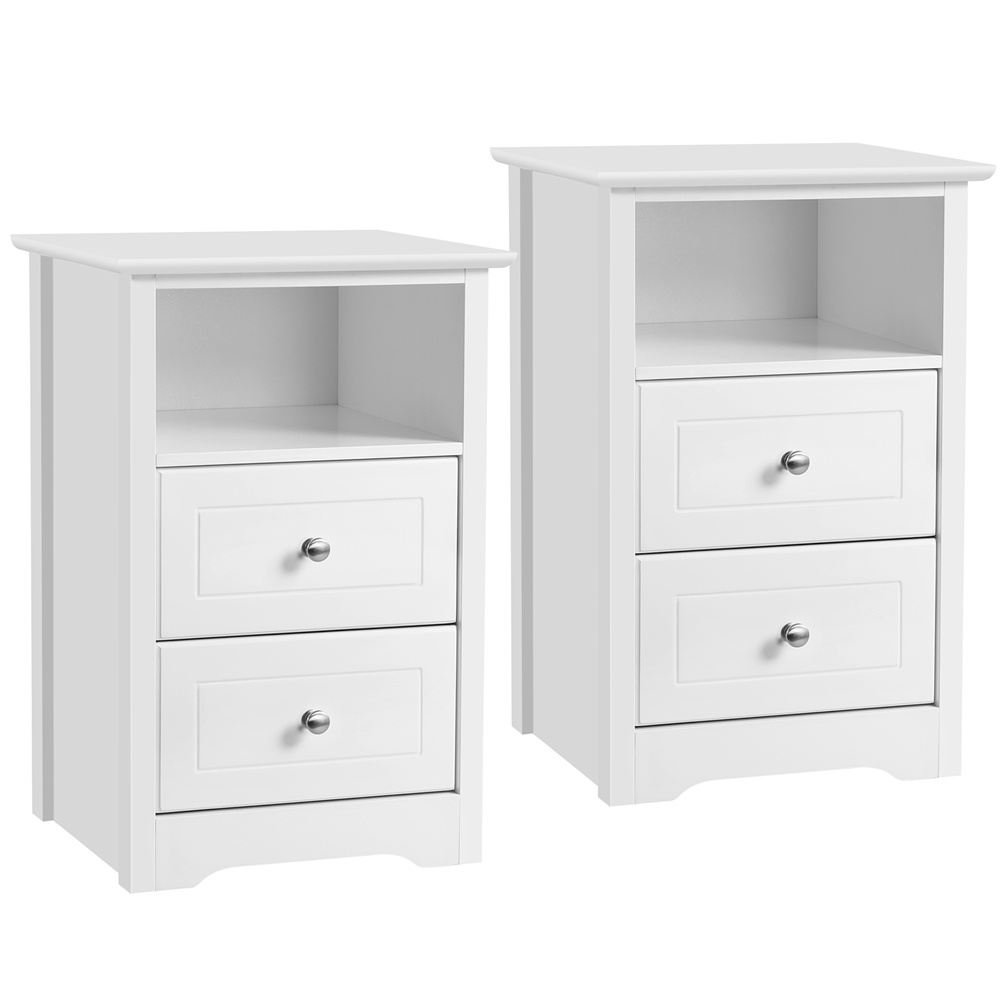 Image of Costoffs 2-piece Set Nightstands With 1 Shelf And 2 Drawers, Box Spring Bed Drawer Cabinet For Living Room, Bedroom