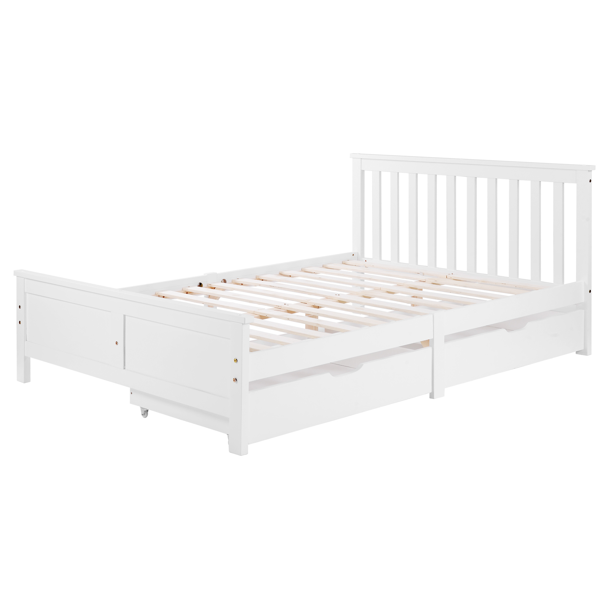 4FT6 Bed Frame Double Storage Bed With 2 Drawers, Bed Furniture Frame For Home Bedroom Guest Bedroom Dration