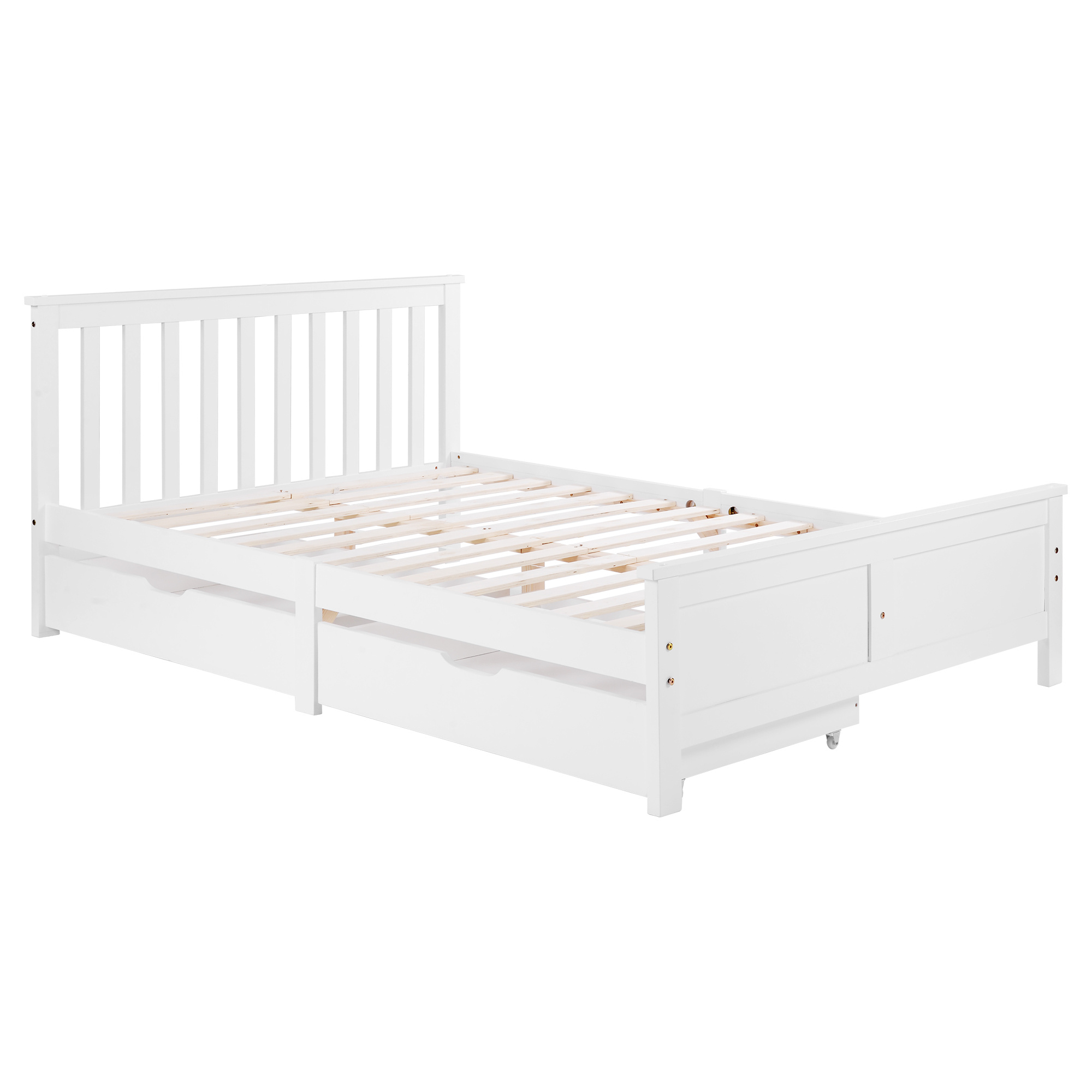 4FT6 Bed Frame Double Storage Bed With 2 Drawers, Bed Furniture Frame For Home Bedroom Guest Bedroom Dration