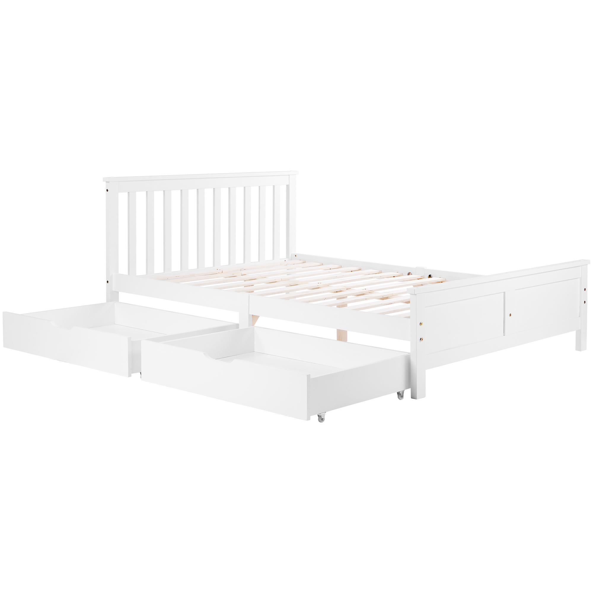 4FT6 Bed Frame Double Storage Bed With 2 Drawers, Bed Furniture Frame For Home Bedroom Guest Bedroom Dration