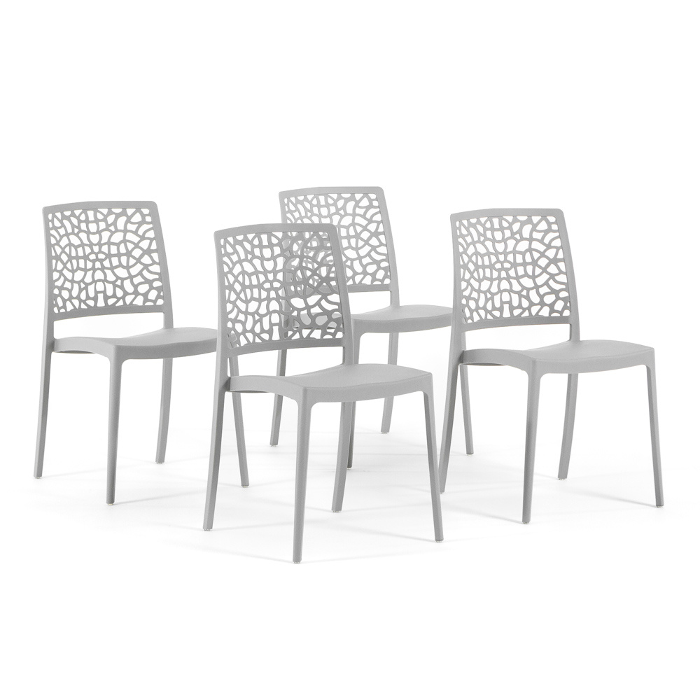 TEMU Lot de 4 chaises empilables en polypropylène avec fibre de verre pour extérieur/jardin ou intérieur, hydrofuges et durables, design moderne et