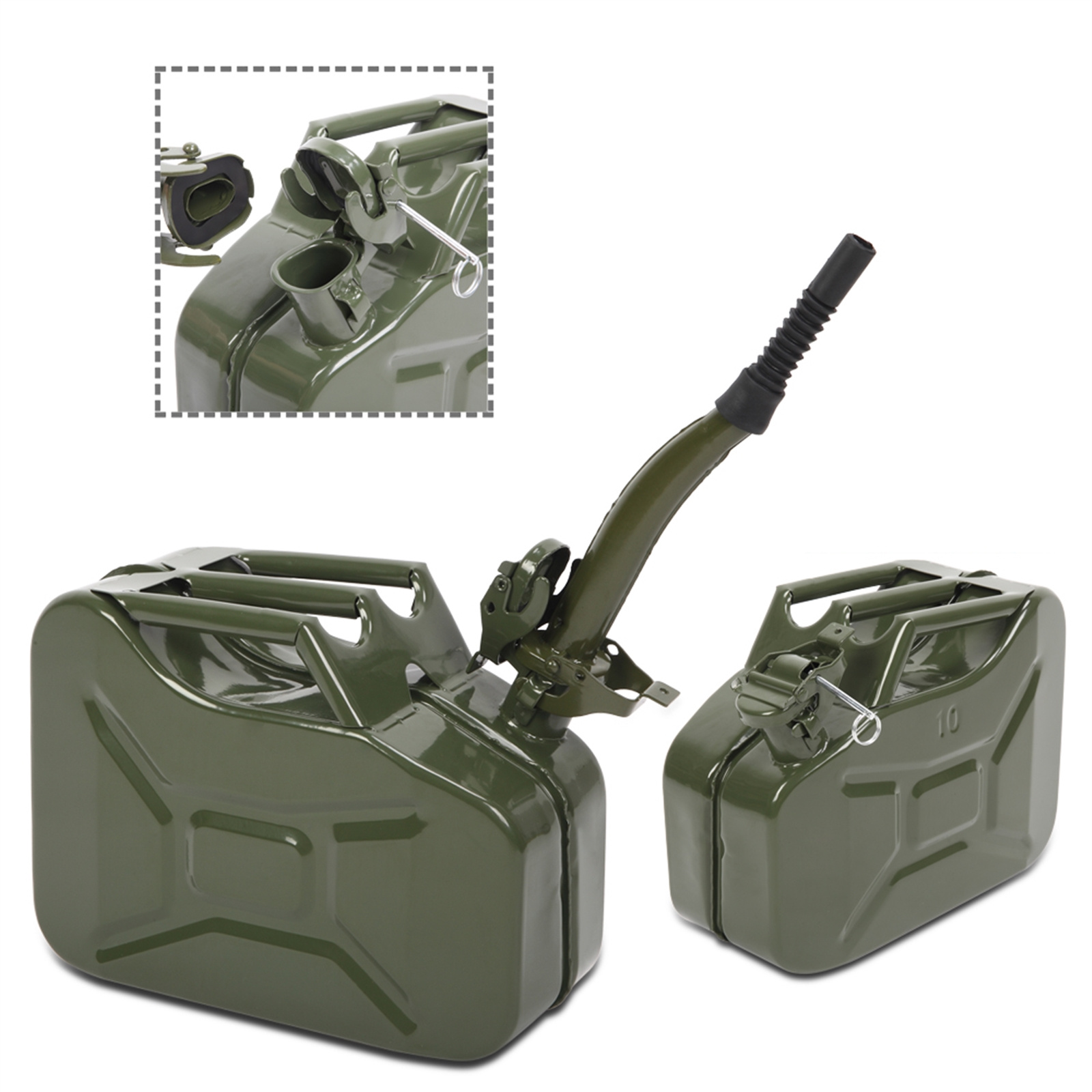 TEMU 10l 0.8mm Barrel With Inverted Oil Pipe, Portable Fuel Can Metal Petrol Container Cans, Small Liquid Storage Canister For , Petrol, Container