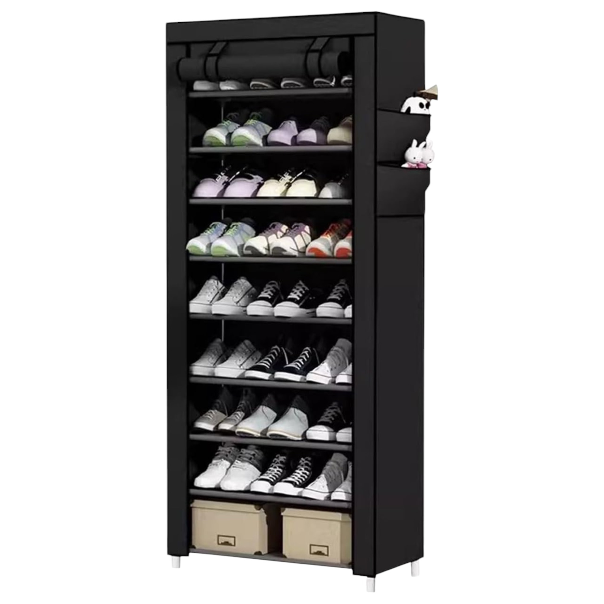 TEMU Zapatero de 10 Niveles con Cubierta, Capacidad para 20-25 de Zapatos, Zapateros Altos, Zapatero , Adecuado para Tacones Altos, Zapatillas, para
