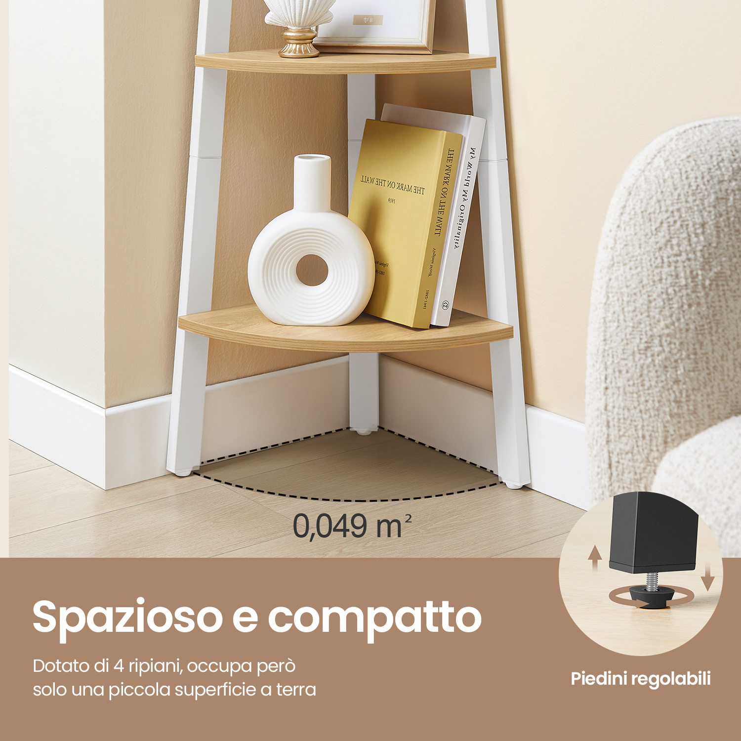 Scaffale angolare industriale a 4 livelli - L48,5 x H125 cm