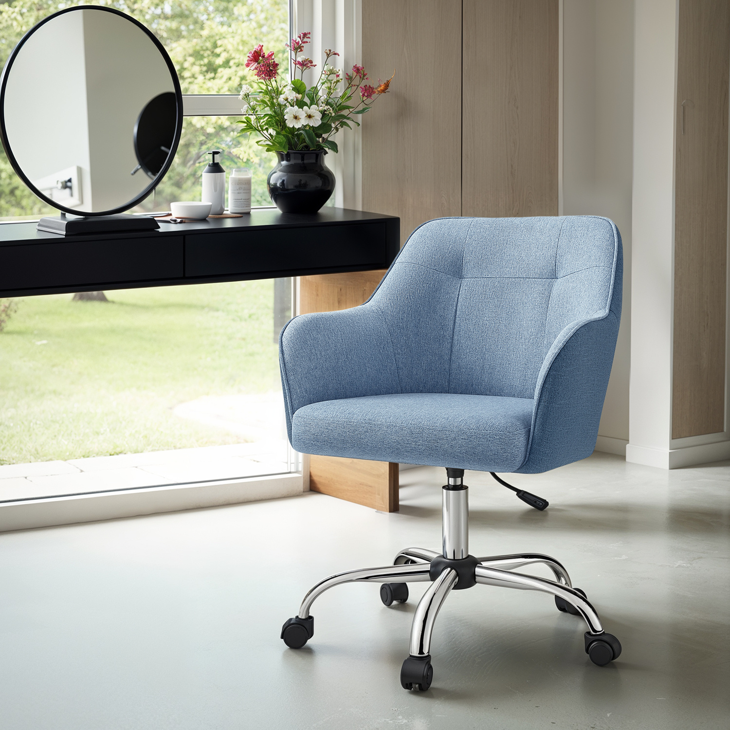 FurnitureR Set Di 1 Sedia Da Scrivania, Altezza Regolabile Task Sedia Sedia Girevole Con Piccolo Foro Schienale Design Per Camera Da Letto Studio A 95955698